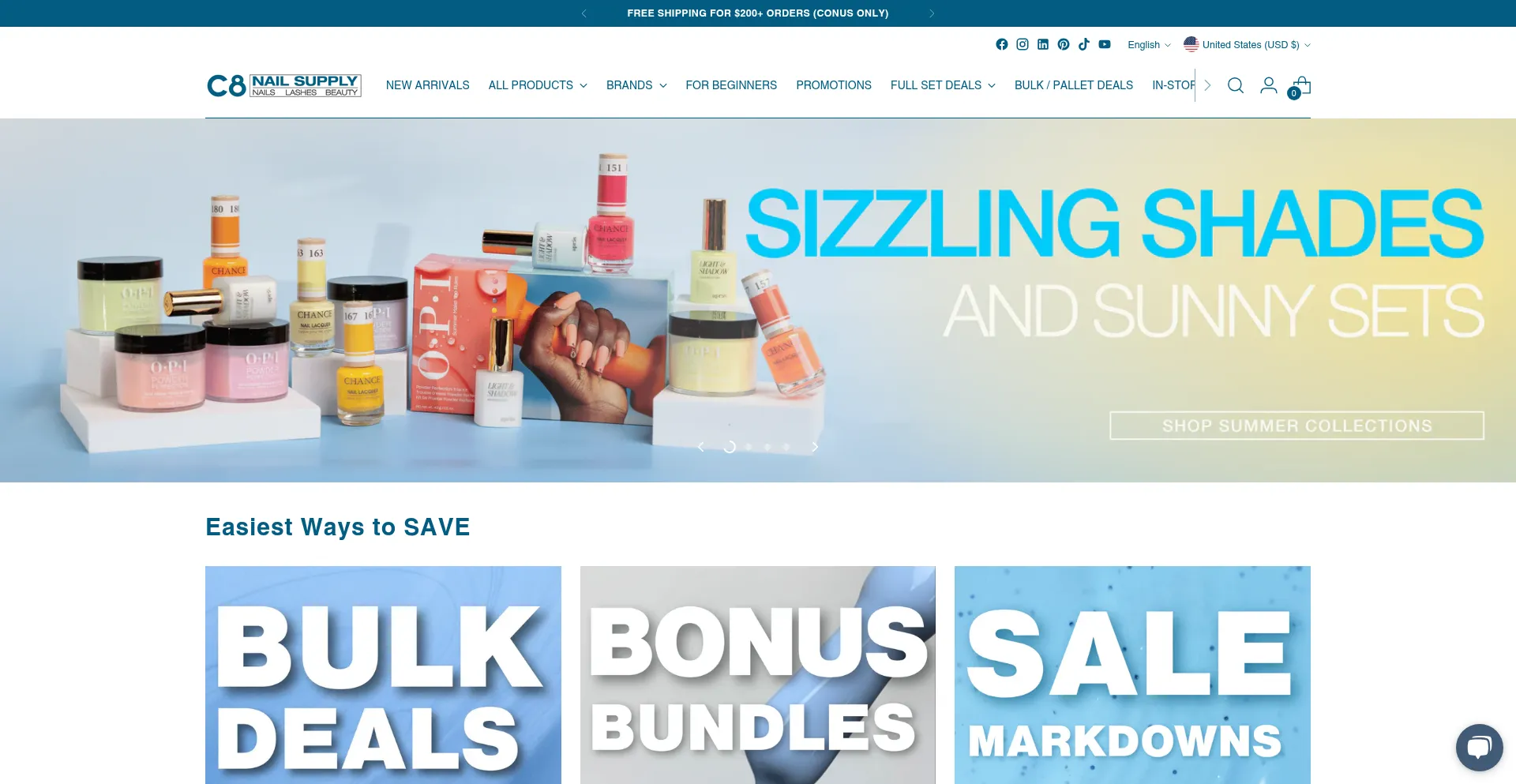 Website screenshot of C8nailsupply.com