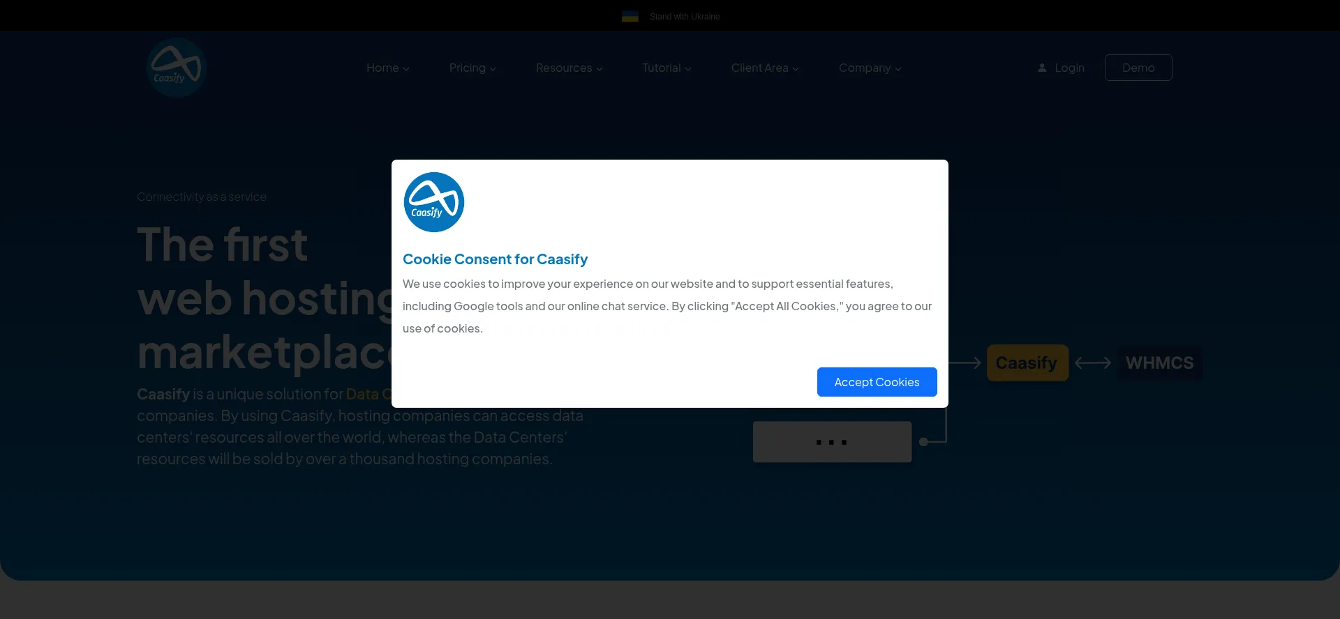 Website screenshot of Caasify.com