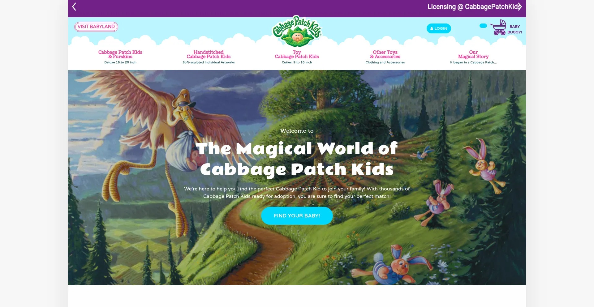 Website screenshot of Cabbagepatchkids.com