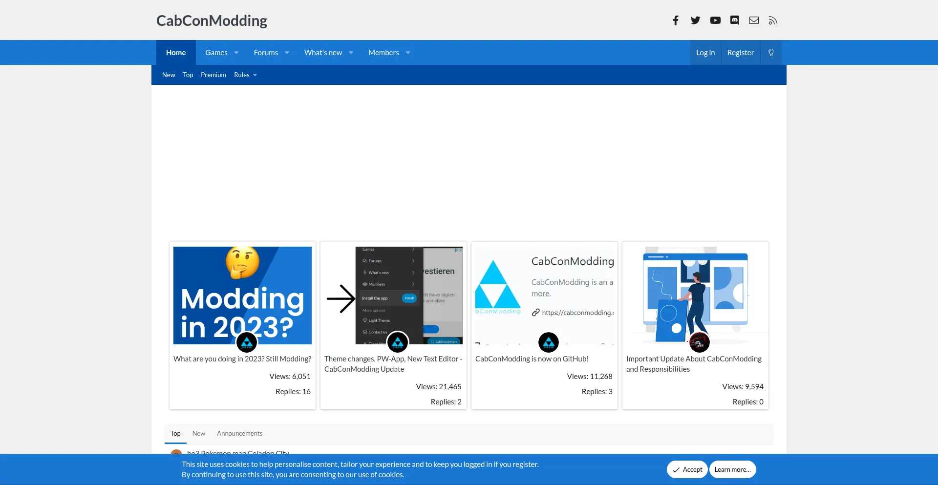Website screenshot of Cabconmodding.com