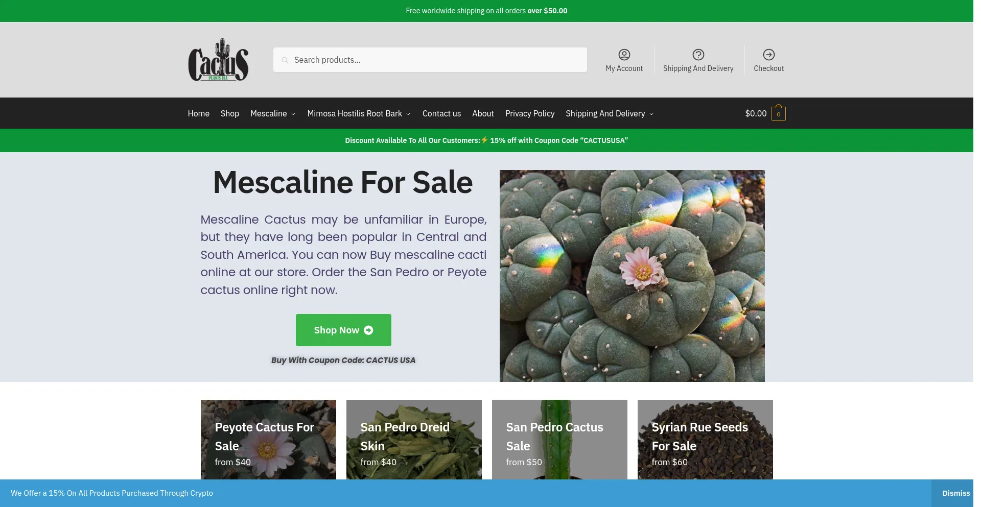 Website screenshot of Cactusplantsusa.com