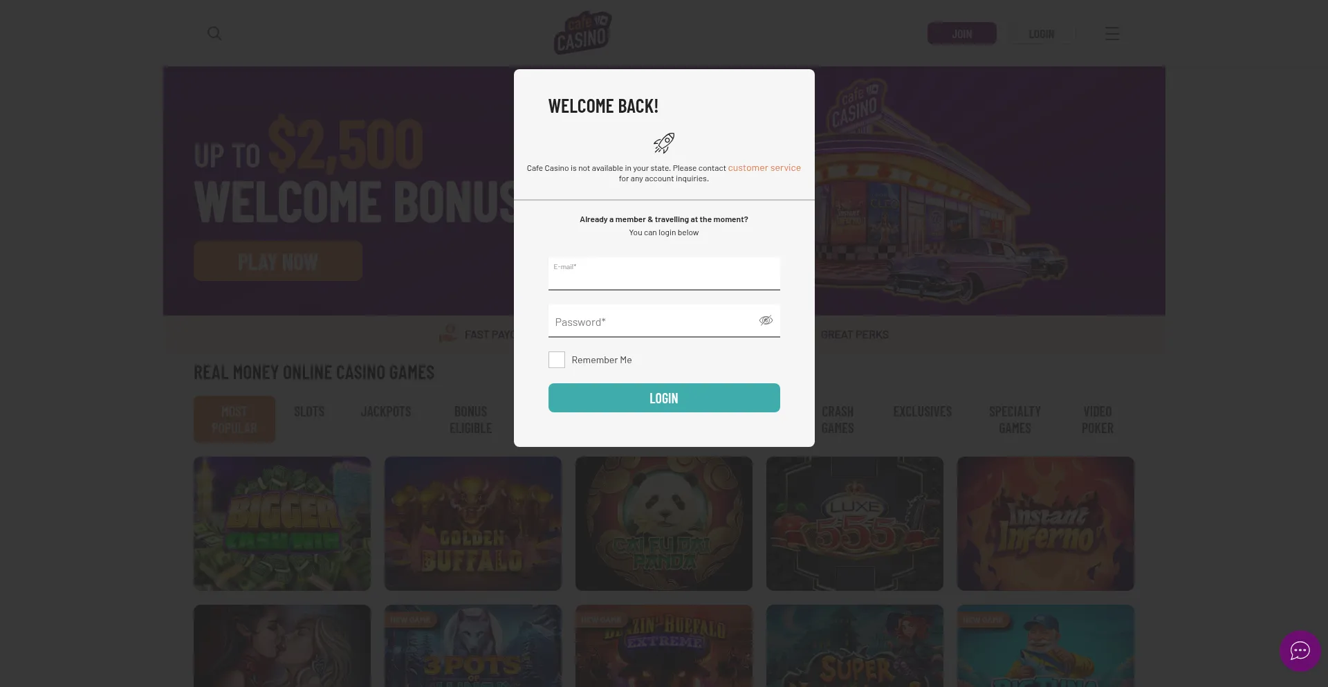 Cafecasino.lv Screenshot