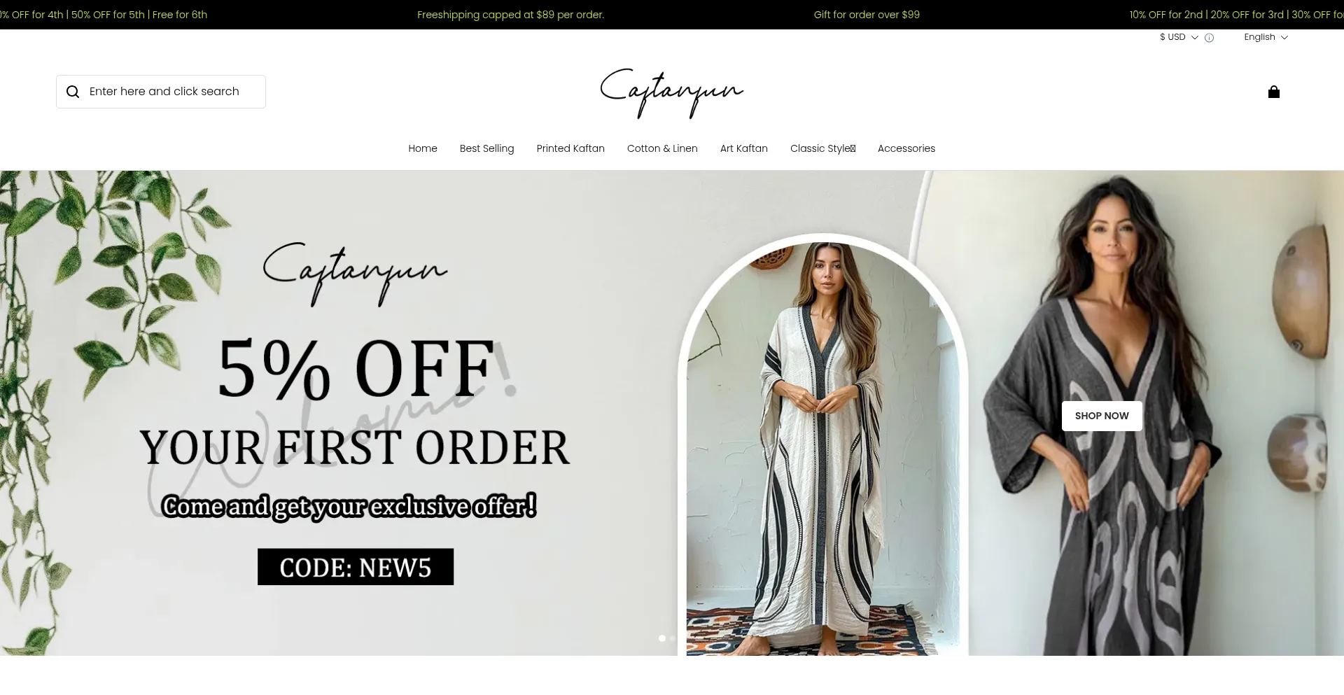Website screenshot of Caftanfun.com
