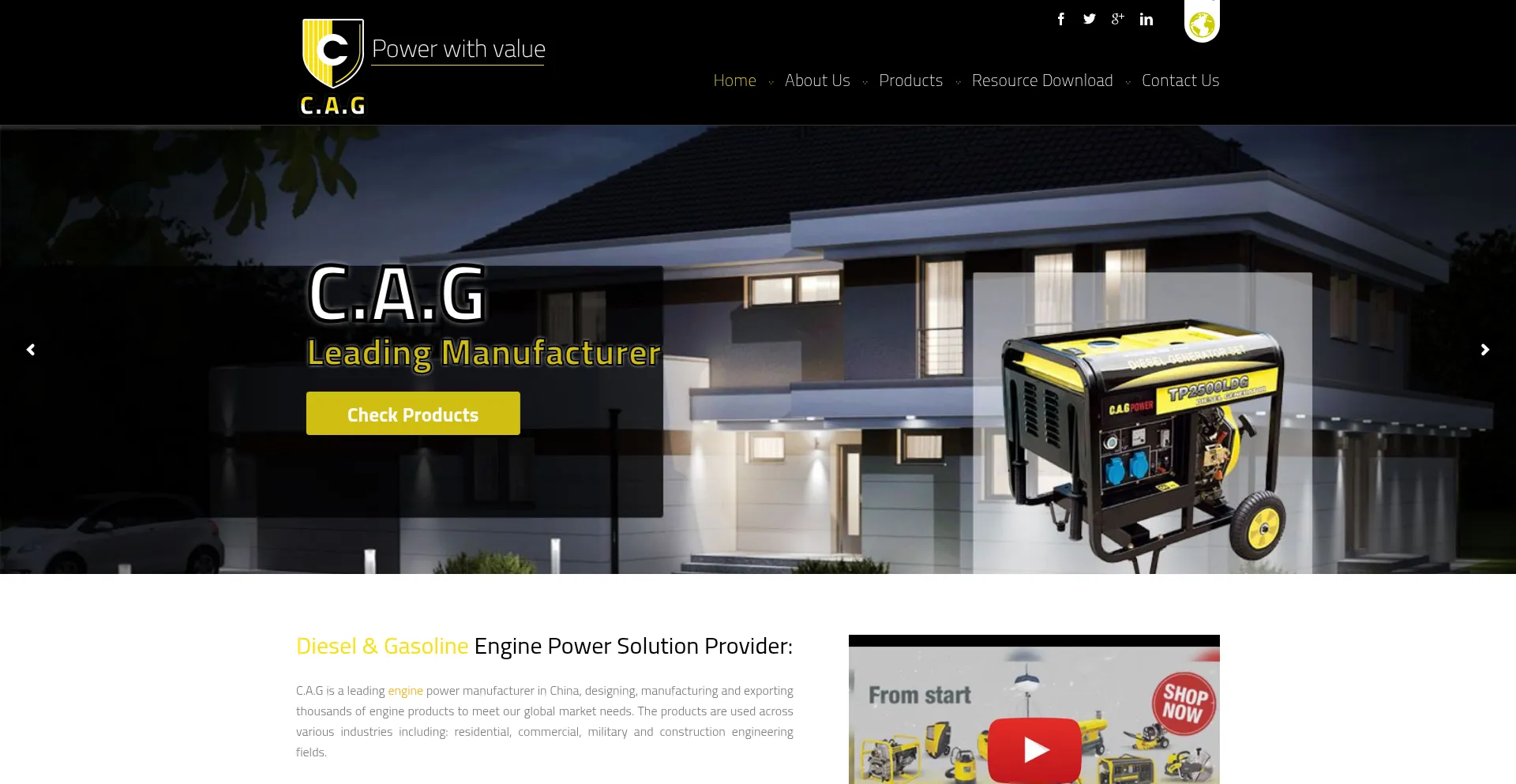 Website screenshot of Cagengines.com
