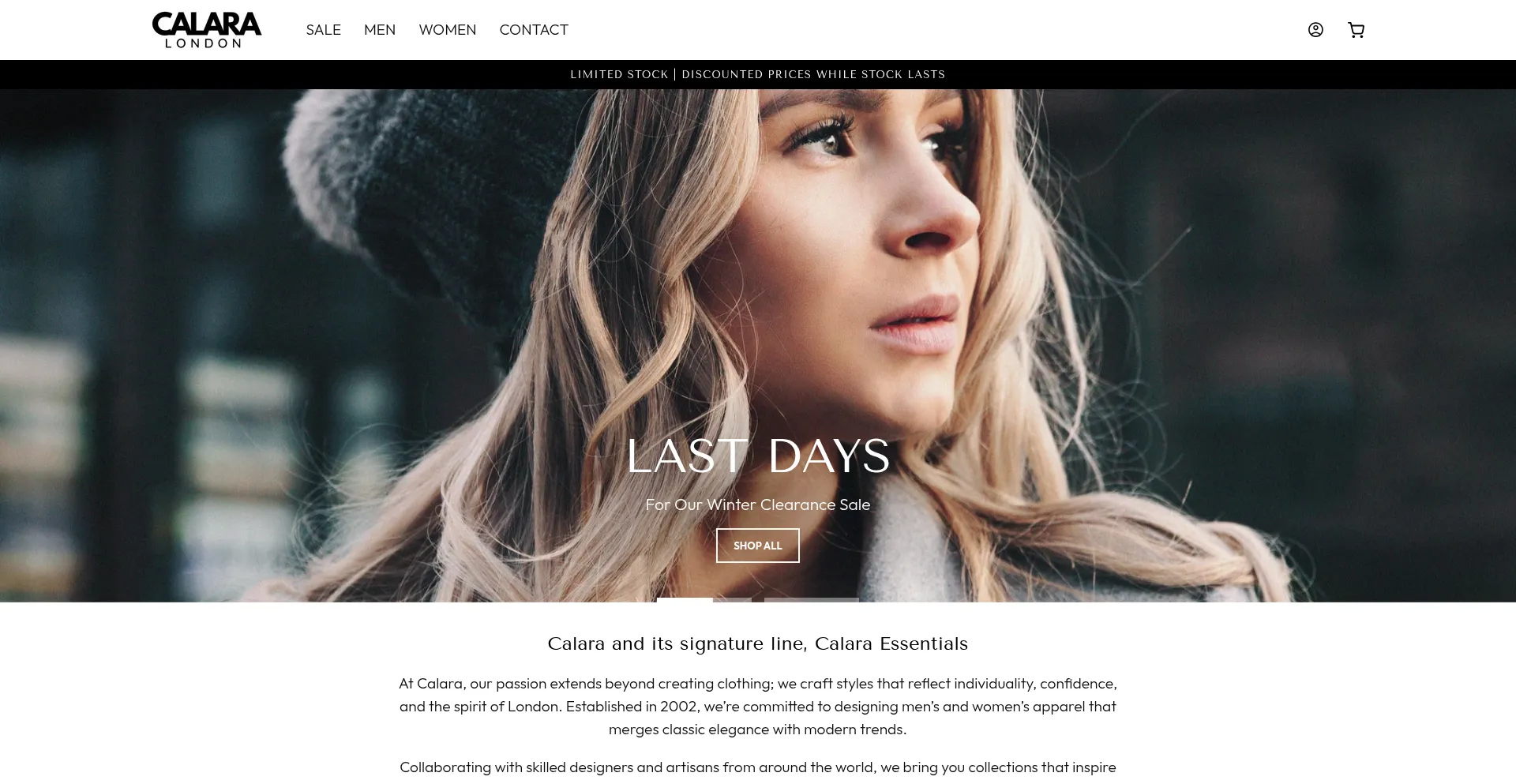 Calaralondon.com Screenshot