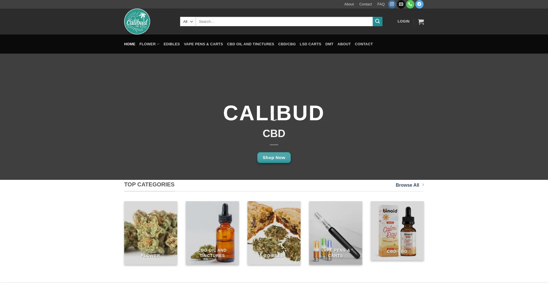 Website screenshot of Calibudonlinestore.com