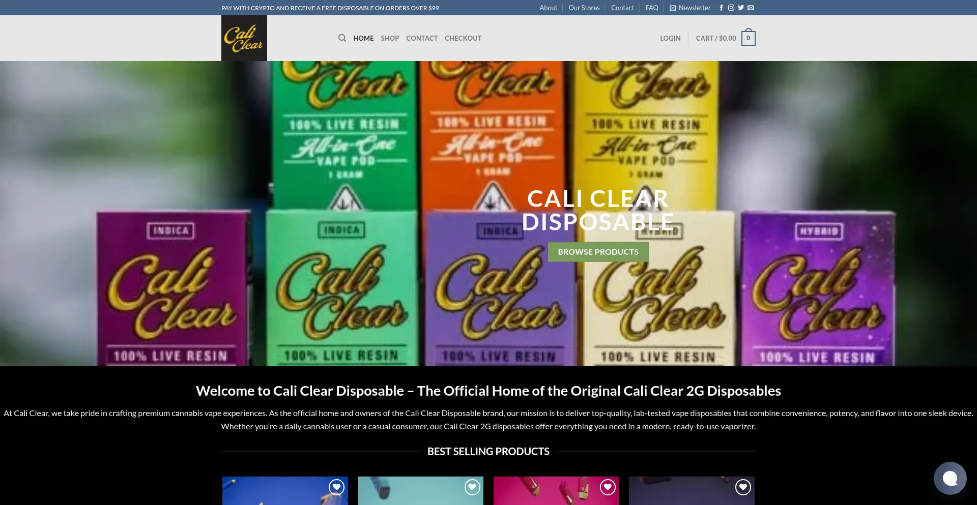 Website screenshot of Calicleardisposables.com