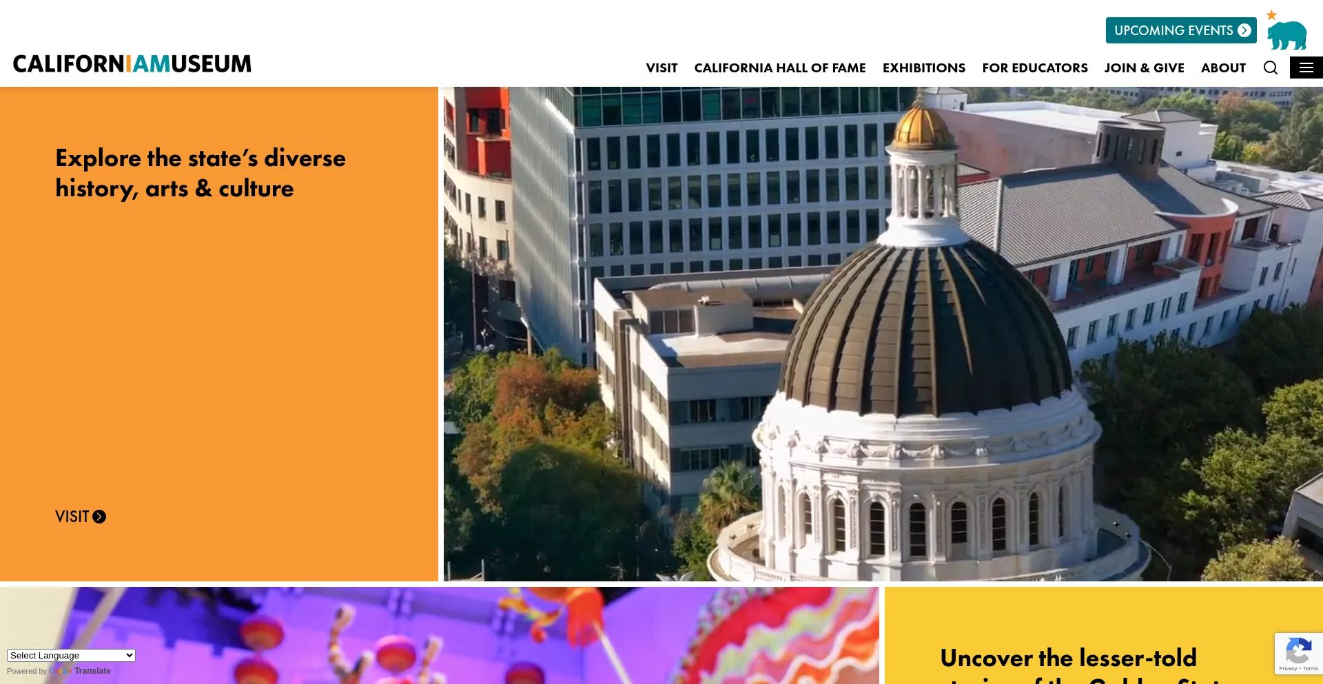 Website screenshot of Californiamuseum.org