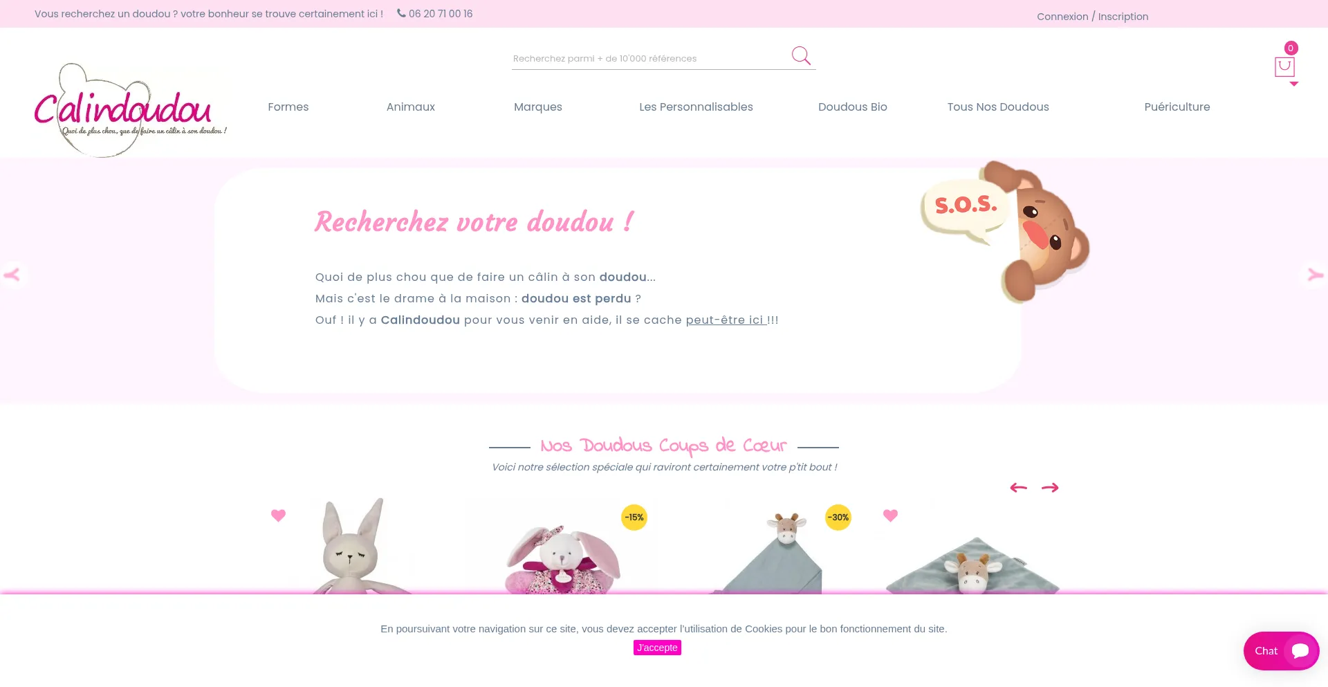 Website screenshot of Calindoudou.com