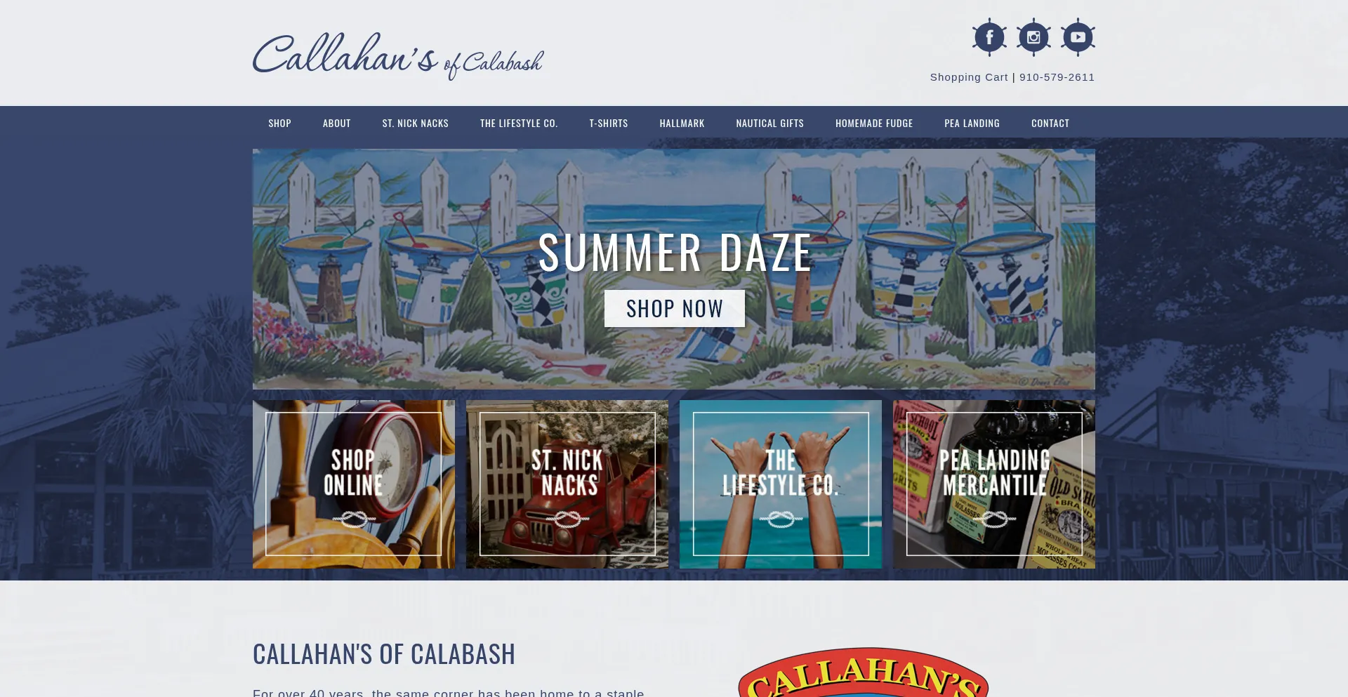 Website screenshot of Callahansgifts.com