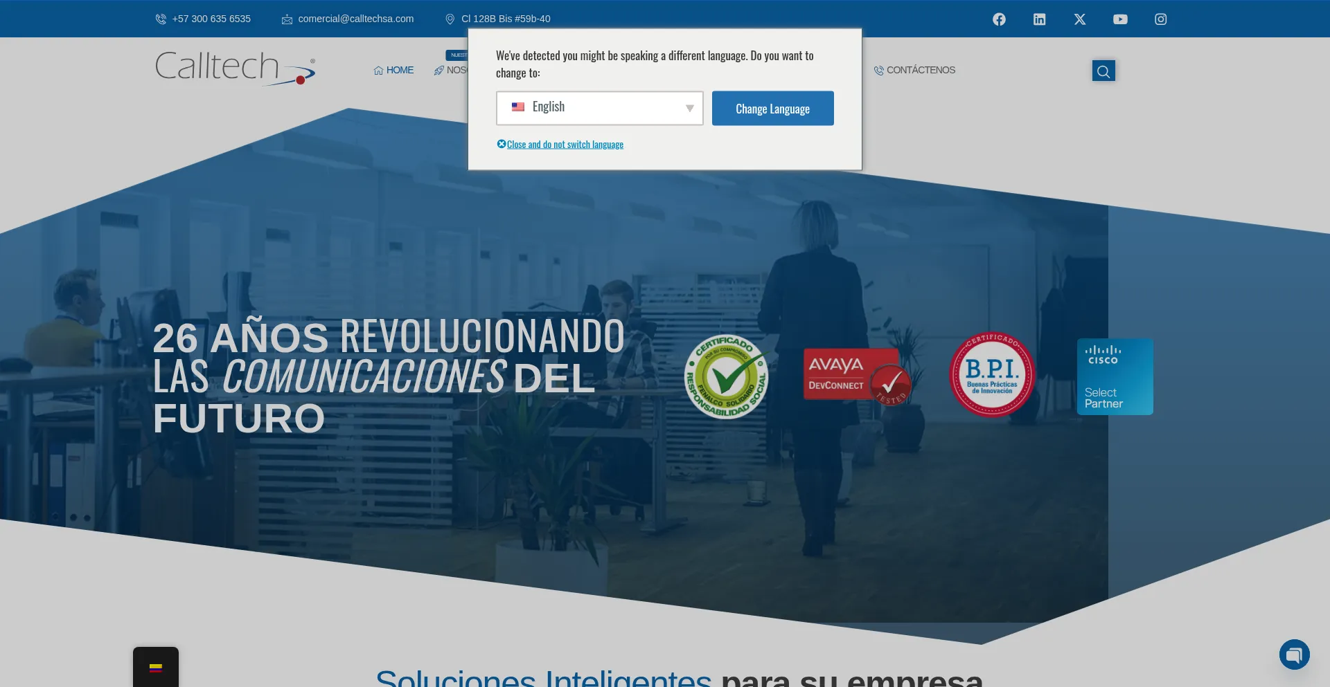 Website screenshot of Calltechsa.com