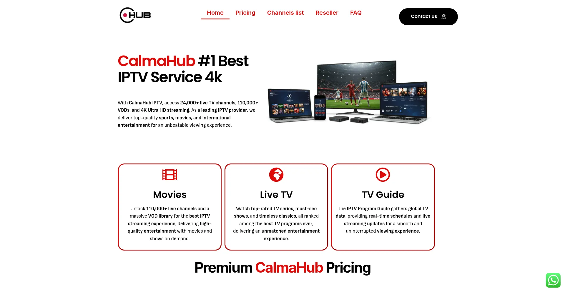 Website screenshot of Calma-hub.com