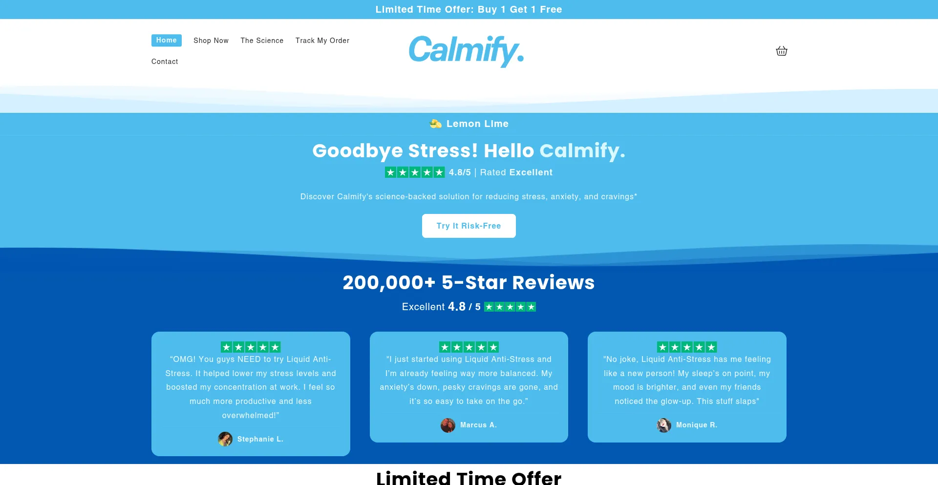 Website screenshot of Calmifydrink.com