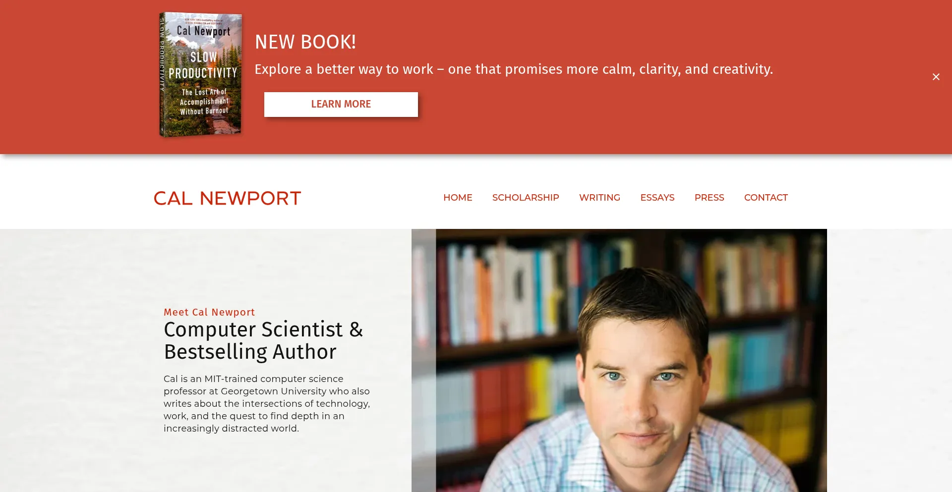Website screenshot of Calnewport.com