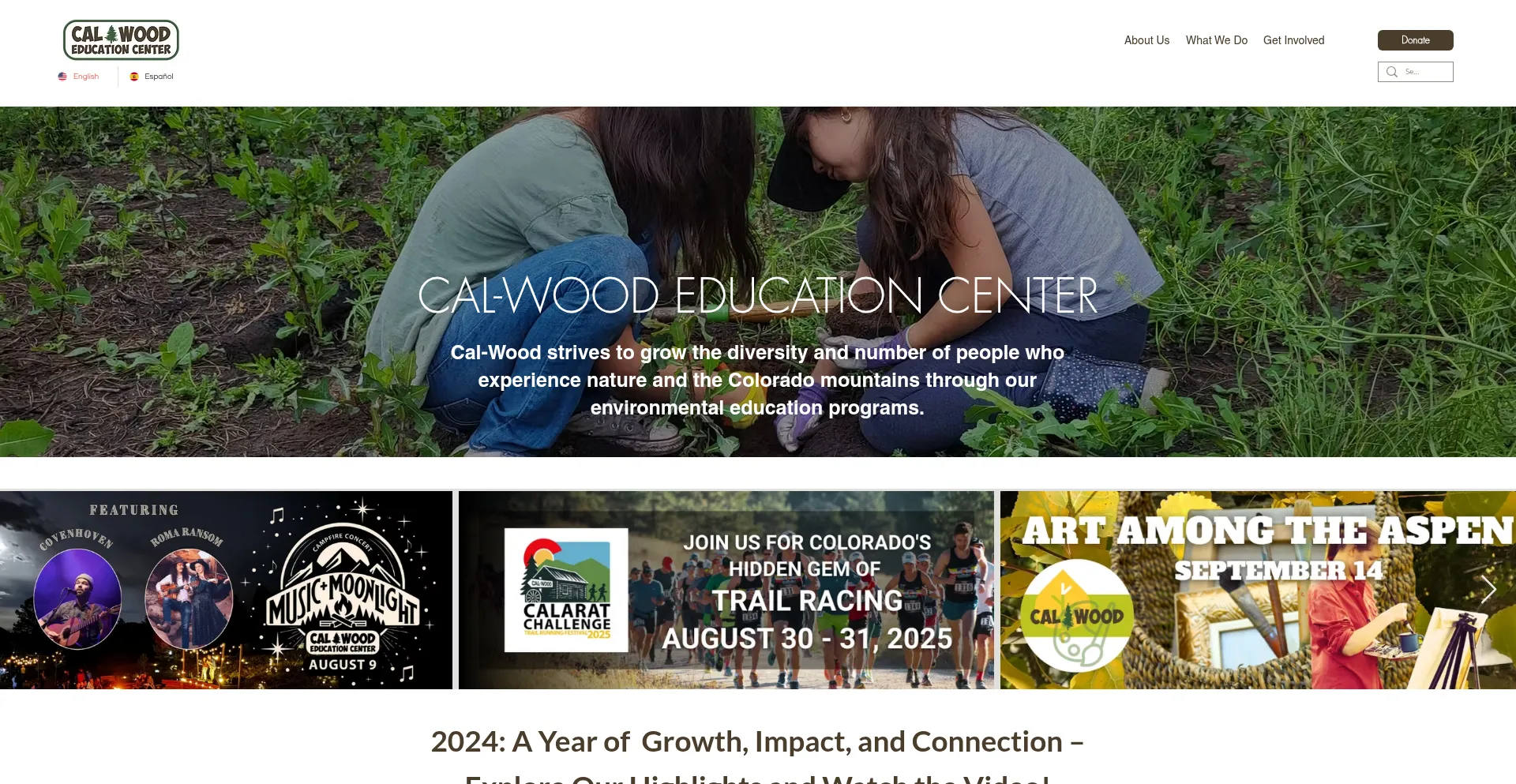 Website screenshot of Calwood.org