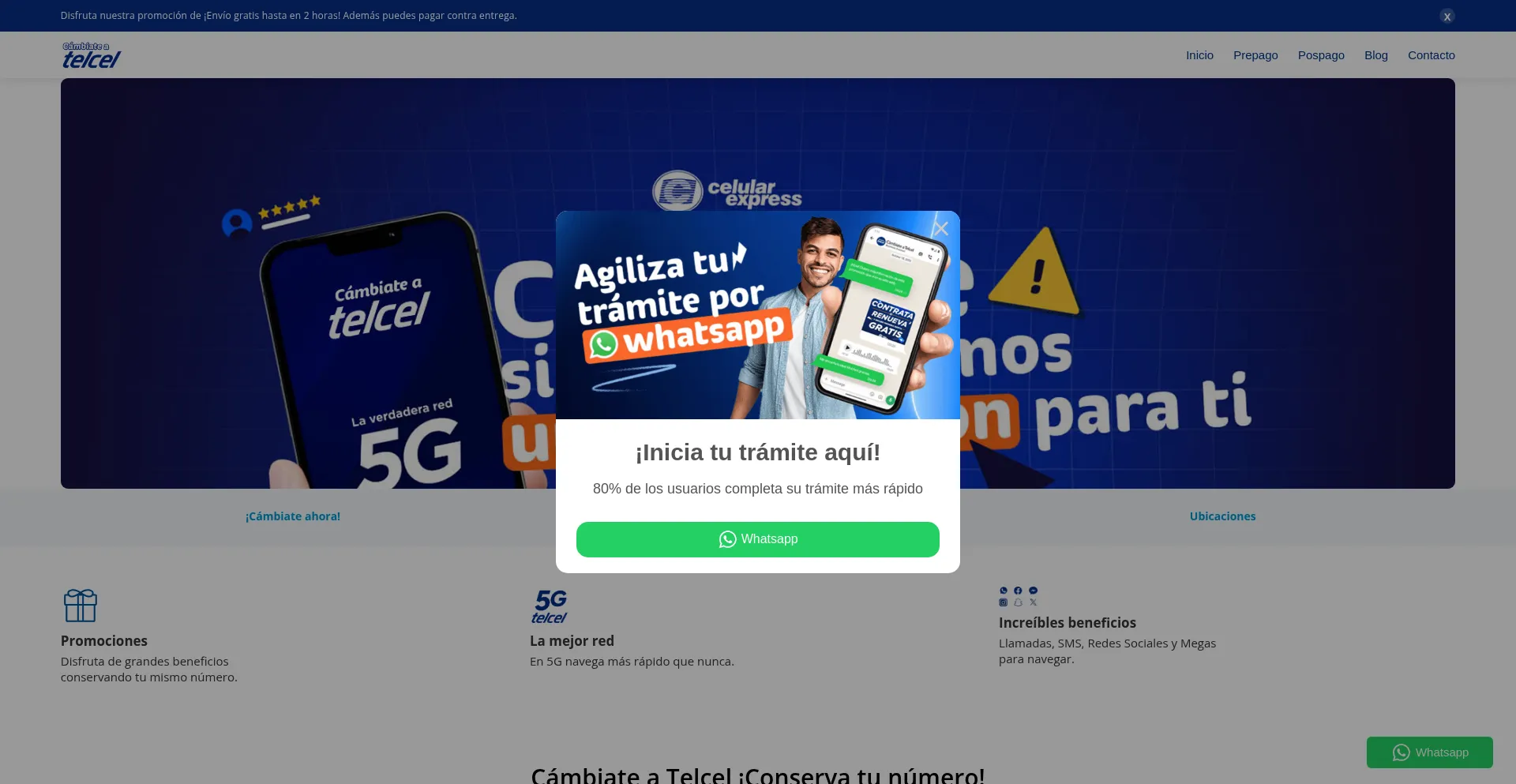 Website screenshot of Cambiateatelcel.com
