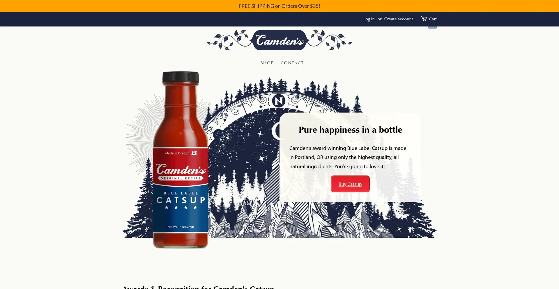 Website screenshot of Camdenscatsup.com