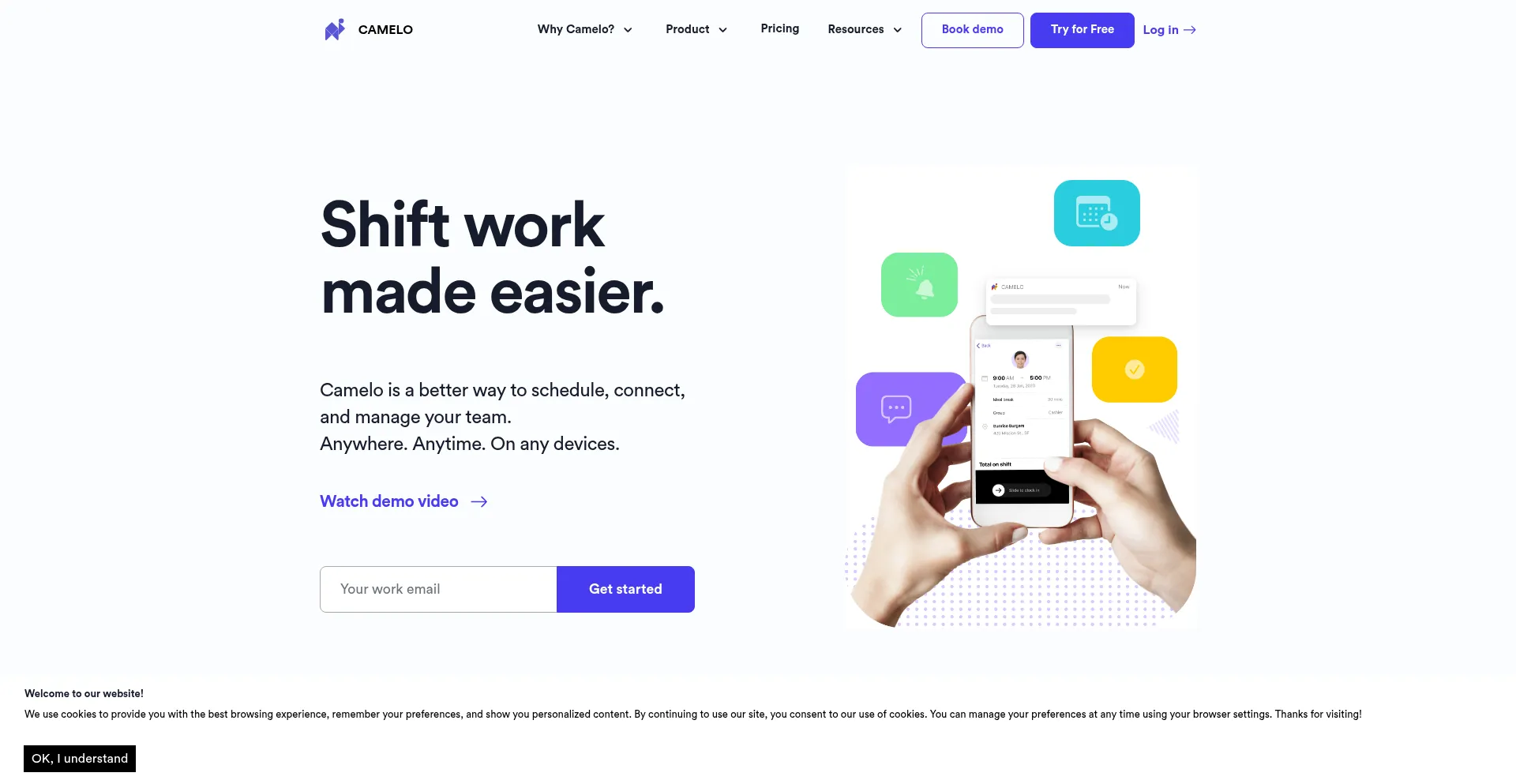 Website screenshot of Camelohq.com
