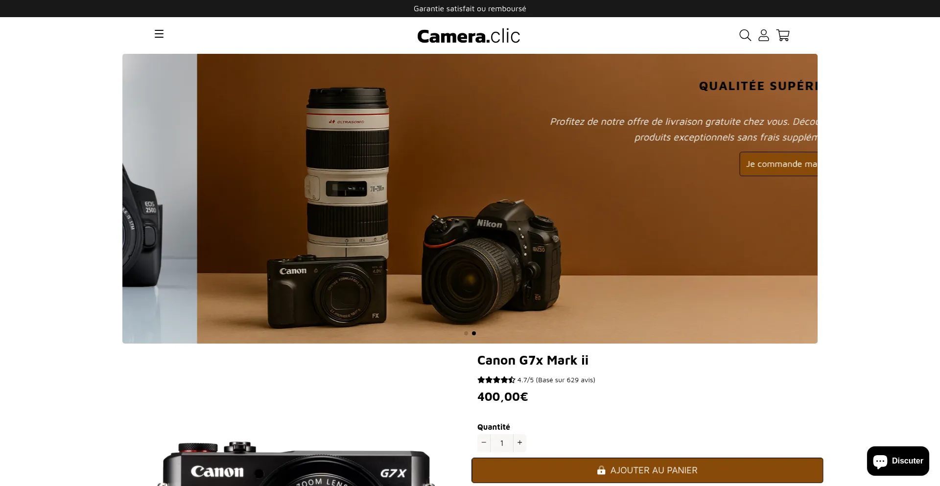 Website screenshot of Camera-clic.com