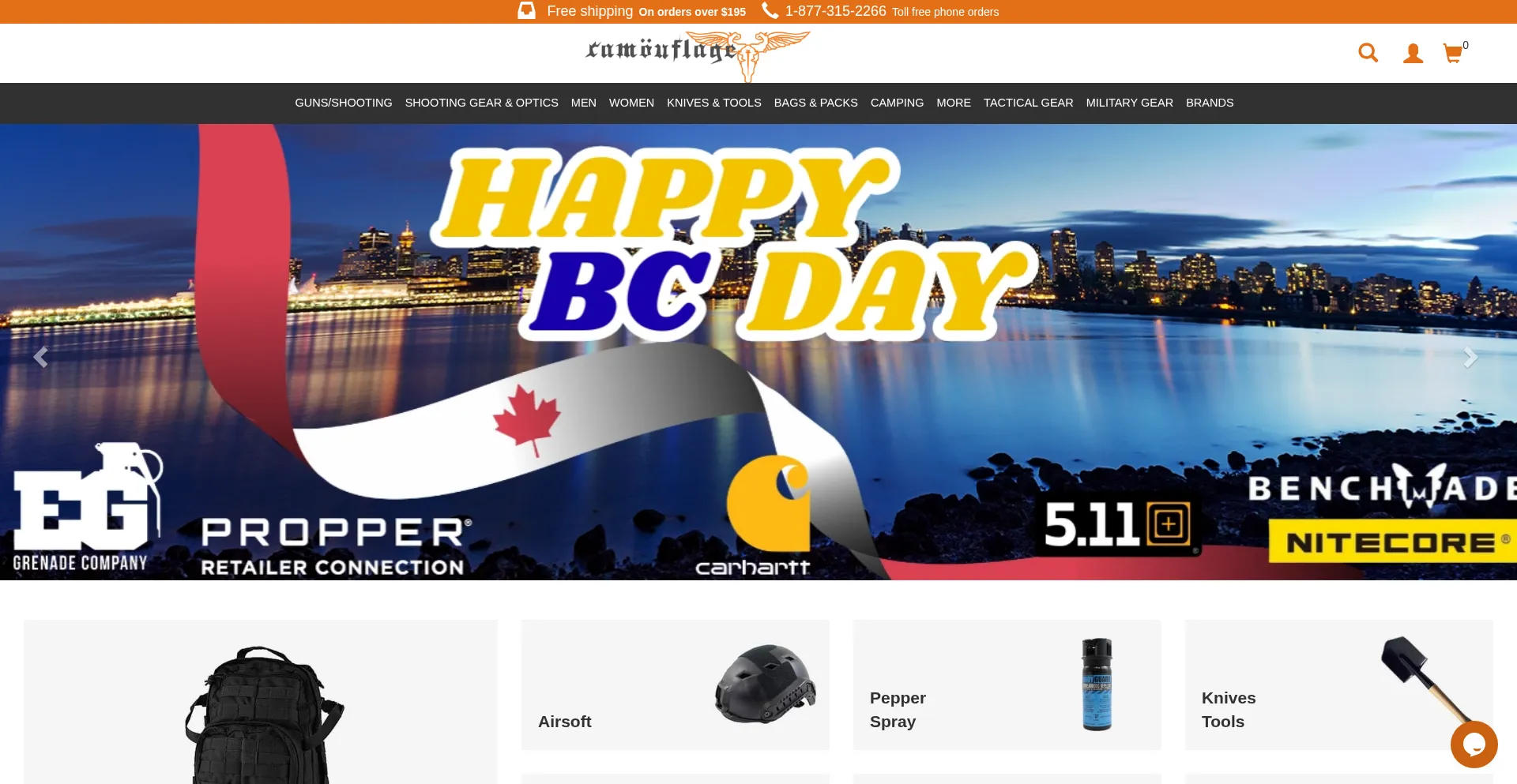 Website screenshot of Camouflage.ca