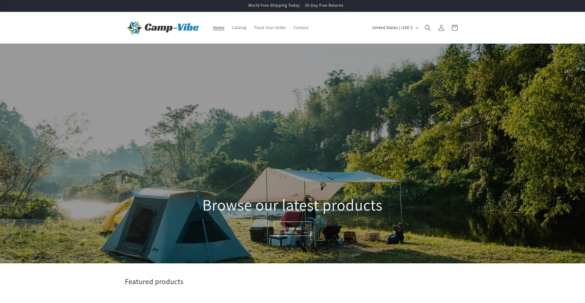 Website screenshot of Camp-vibe.store