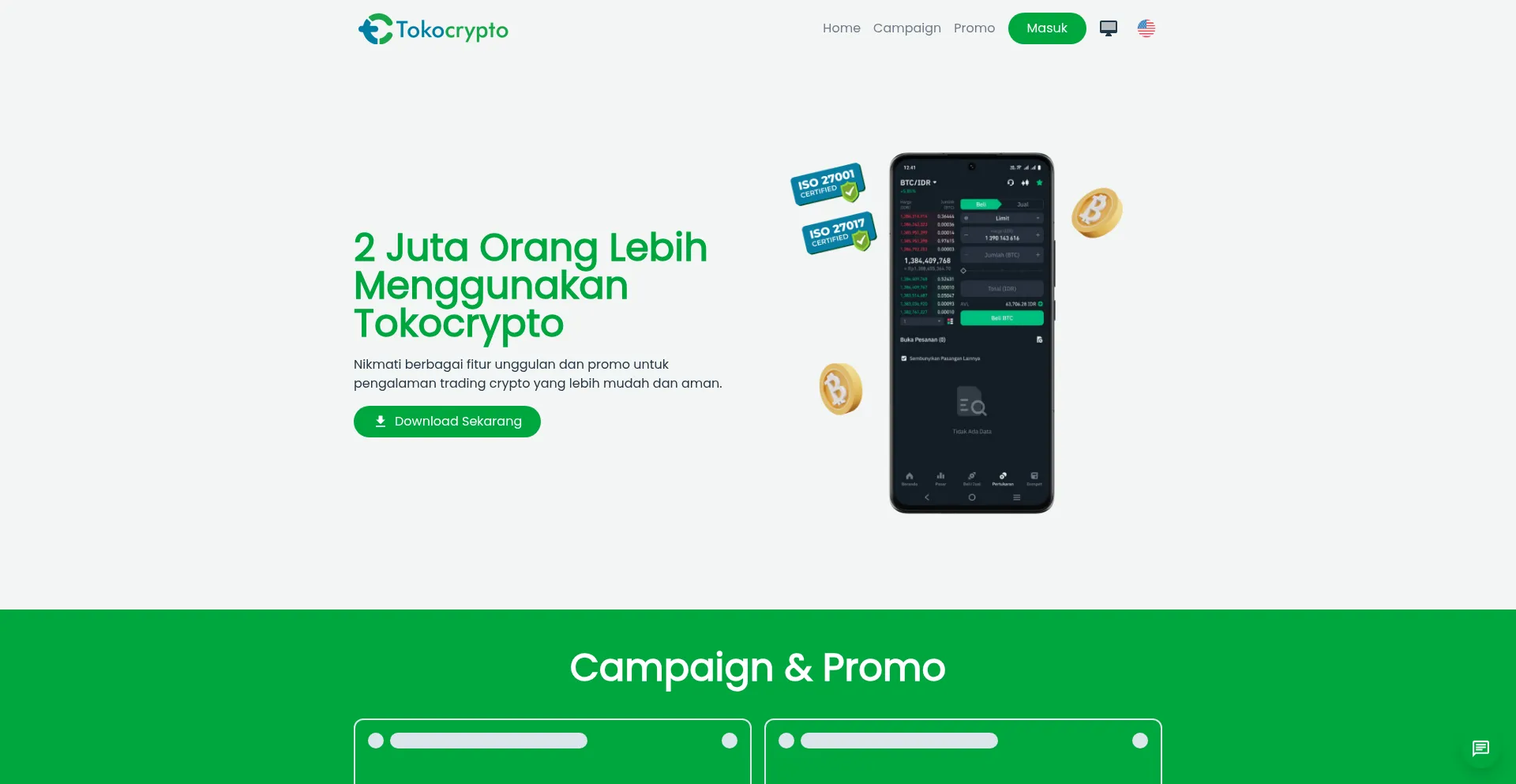 Website screenshot of Campaign.tokocrypto.com