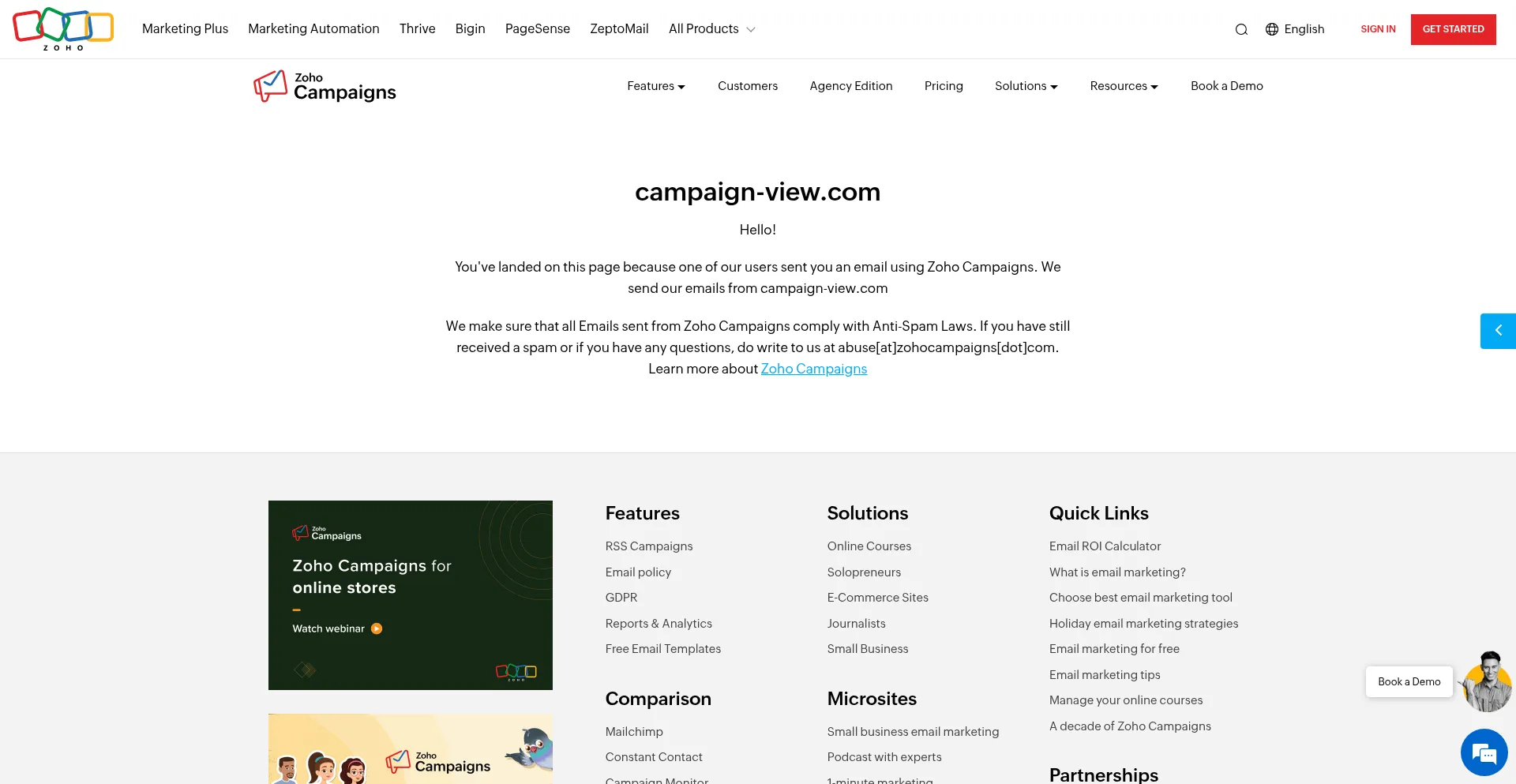 Website screenshot of Campaign-view.com