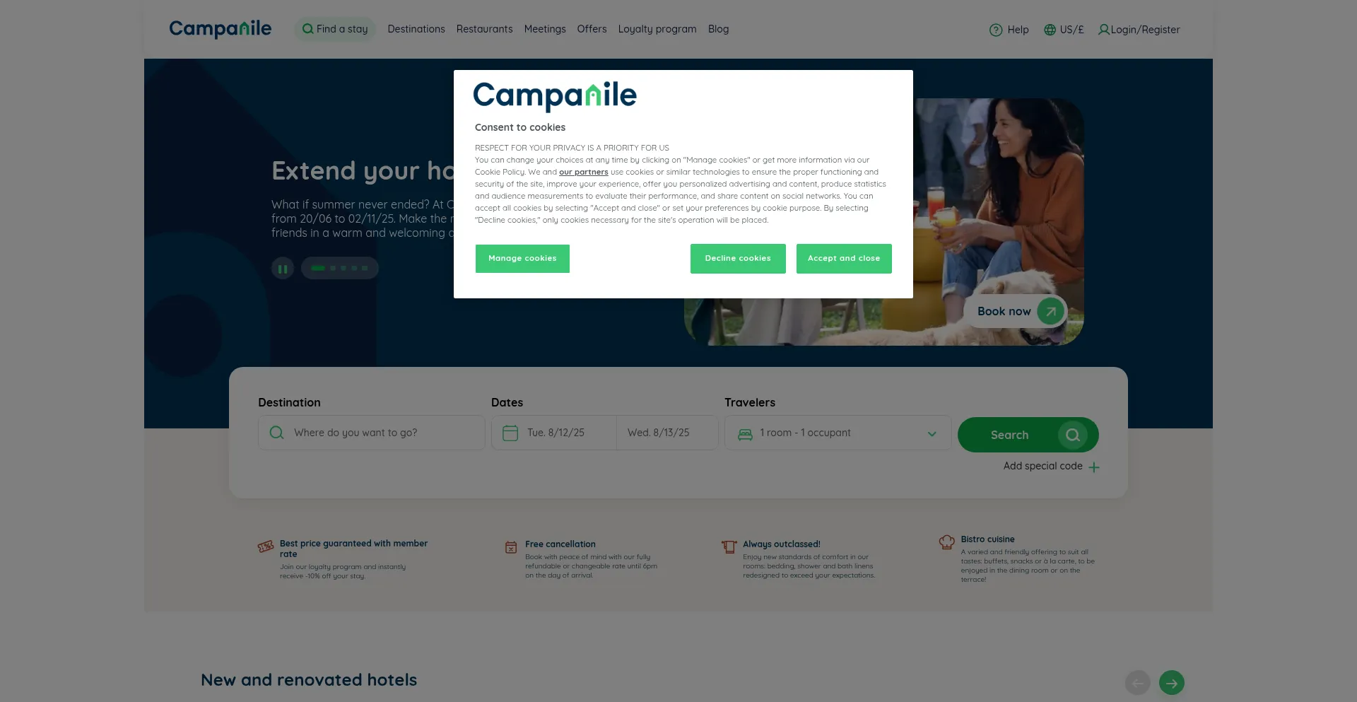 Website screenshot of Campanile.com