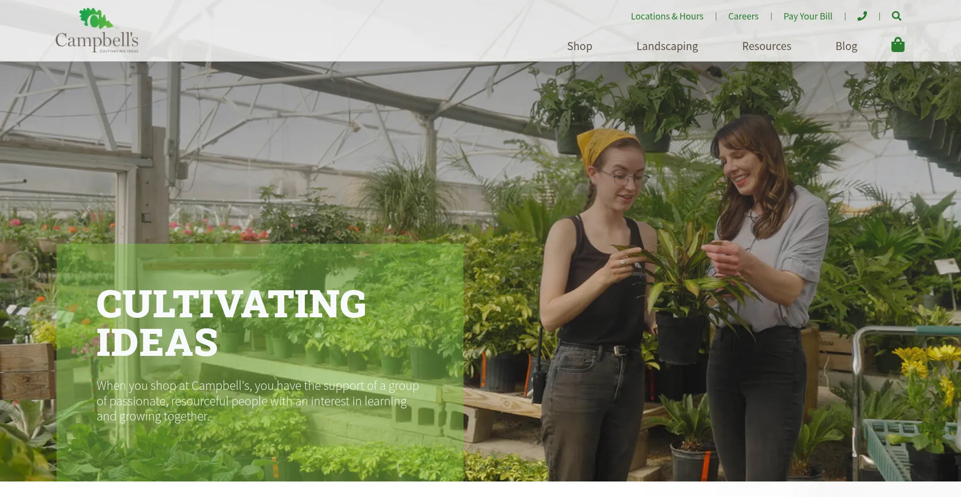 Website screenshot of Campbellsnursery.com