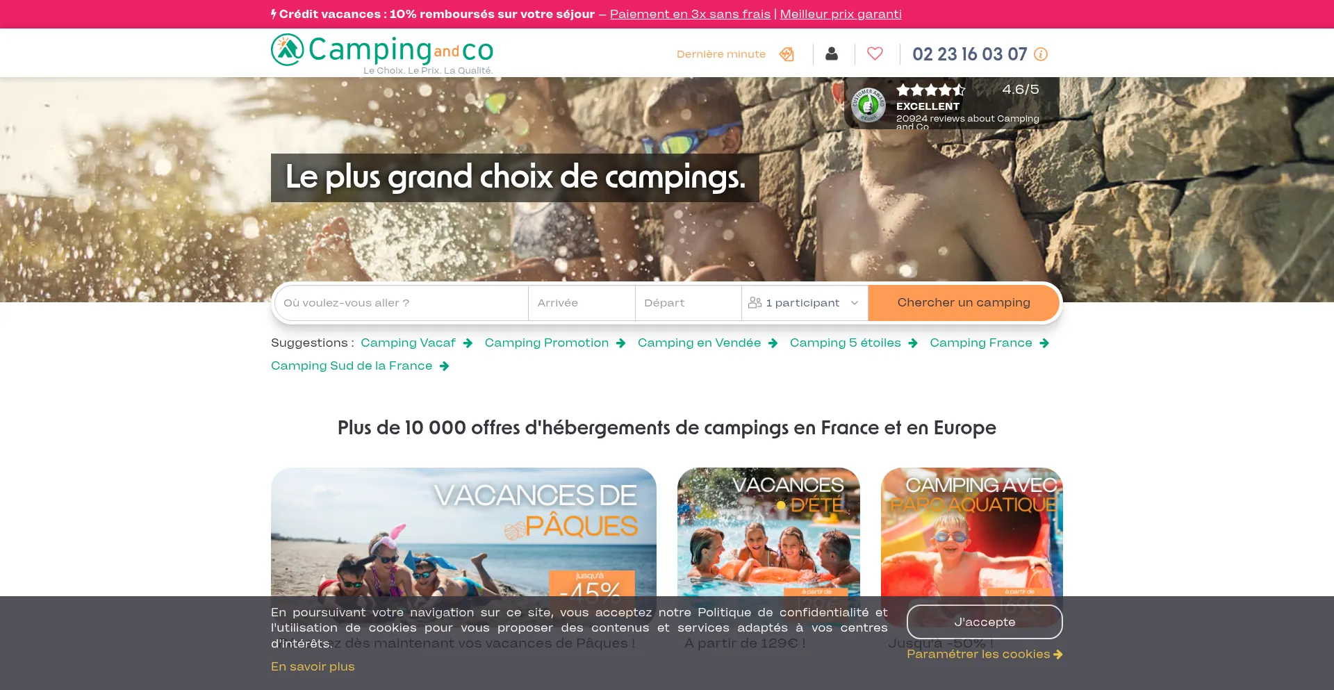 Website screenshot of Camping-and-co.com
