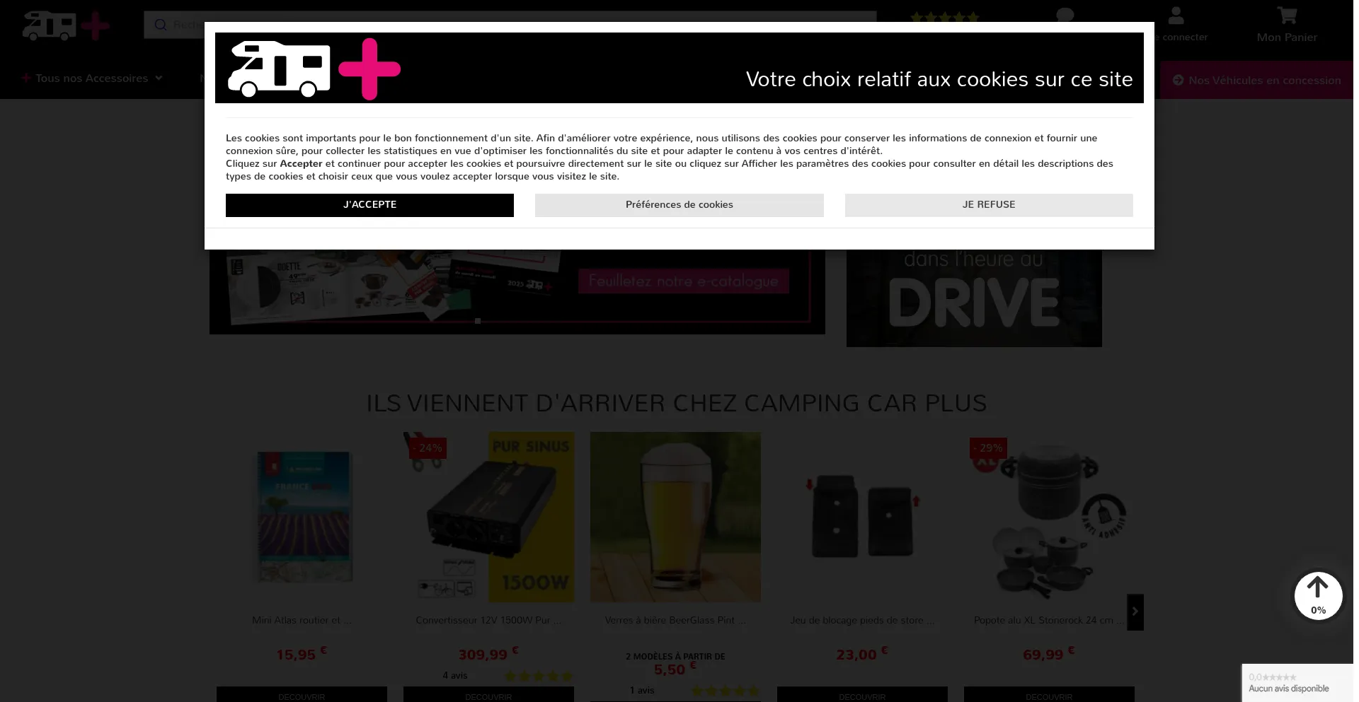 Website screenshot of Camping-car-plus.com