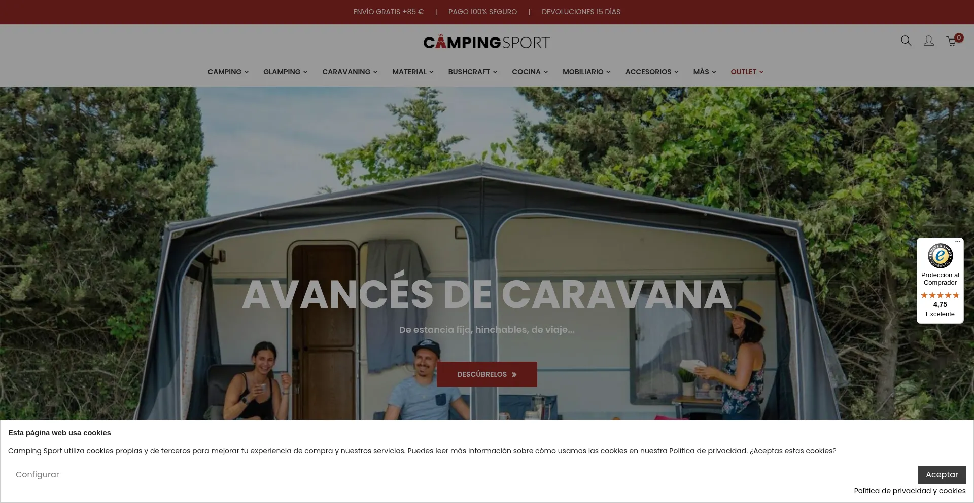 Website screenshot of Campingsport.es