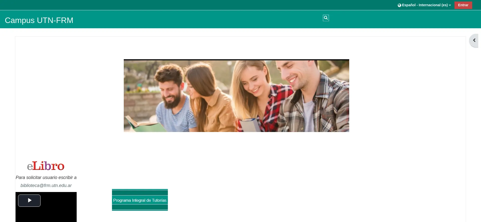 Website screenshot of Campus.frm.utn.edu.ar