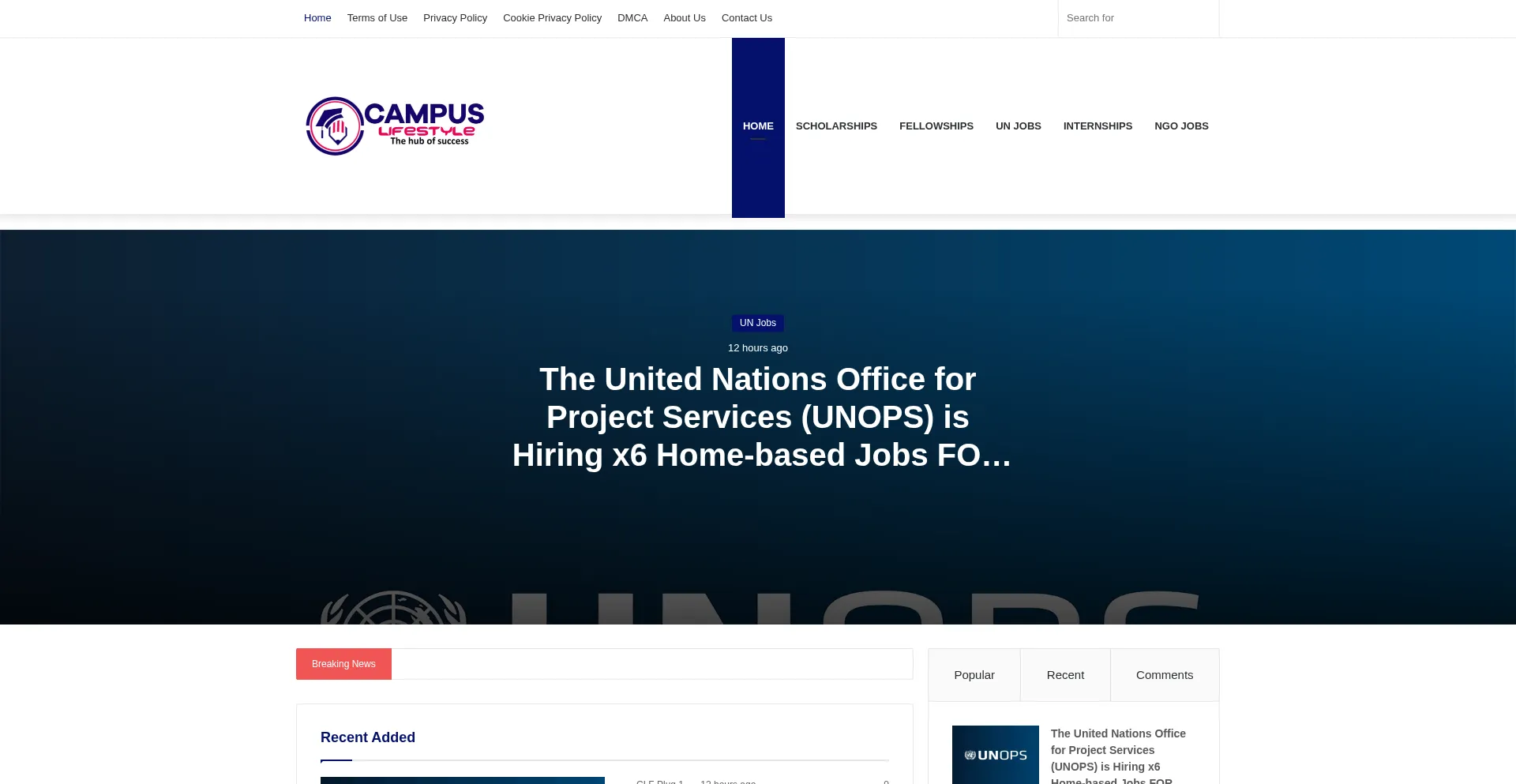 Website screenshot of Campuslifestyle.org
