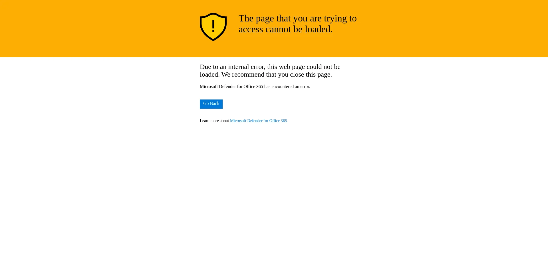 Website screenshot of Can01.safelinks.protection.outlook.com