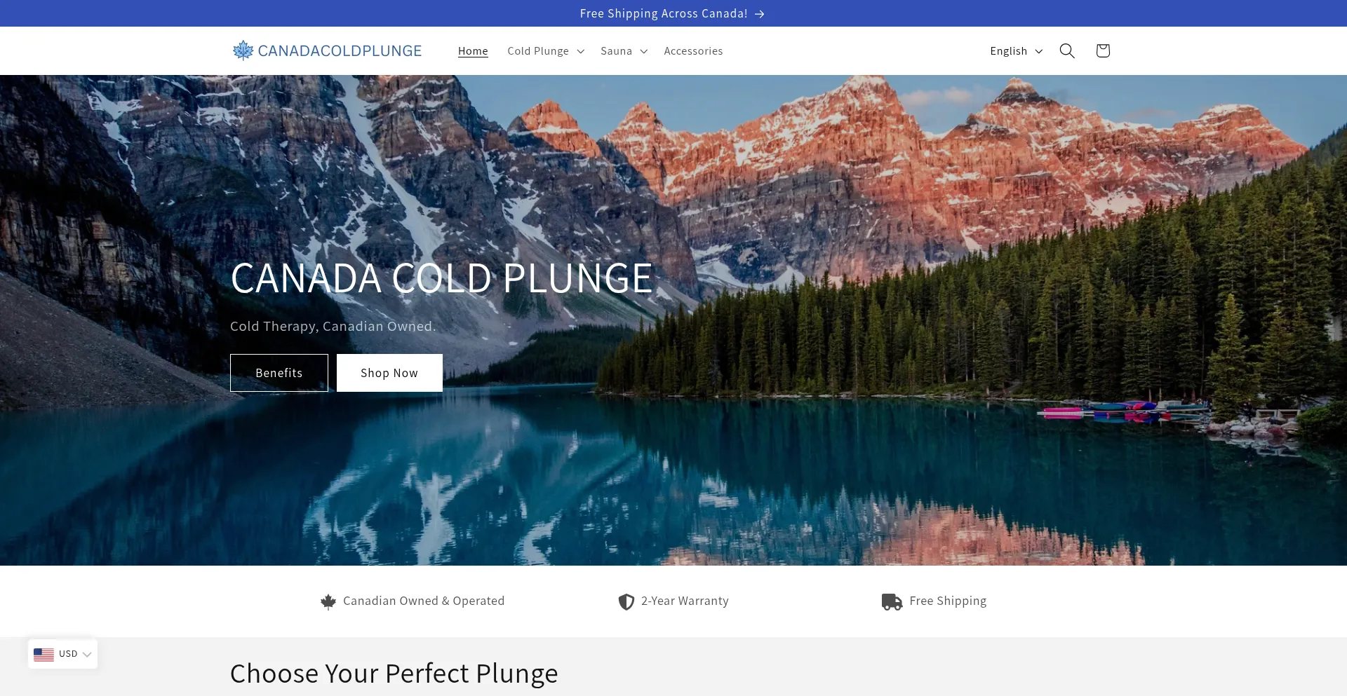 Website screenshot of Canadacoldplunge.com