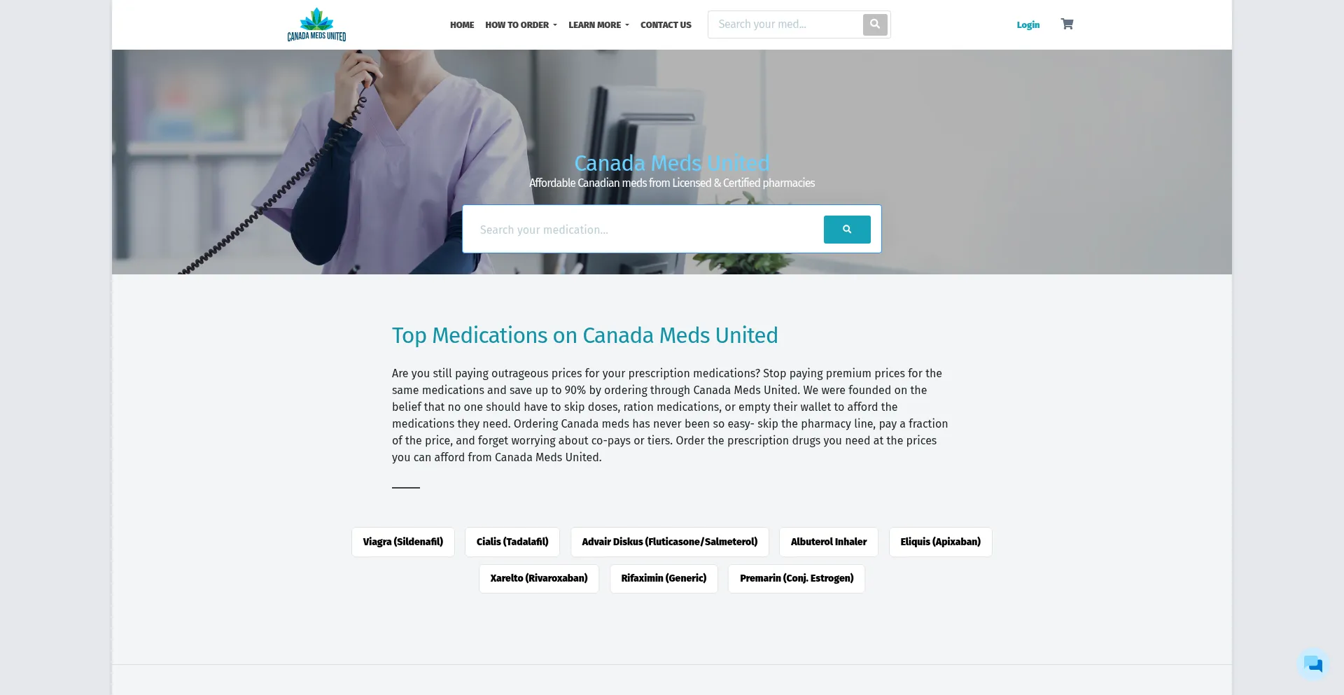 Website screenshot of Canadamedsunited.com
