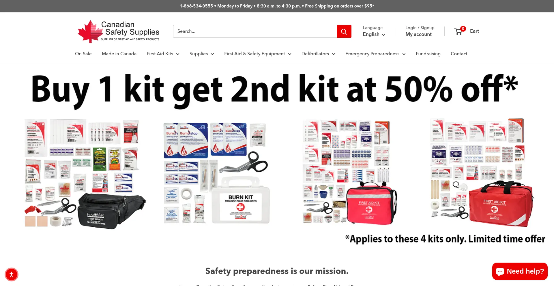 Website screenshot of Canadiansafetysupplies.com