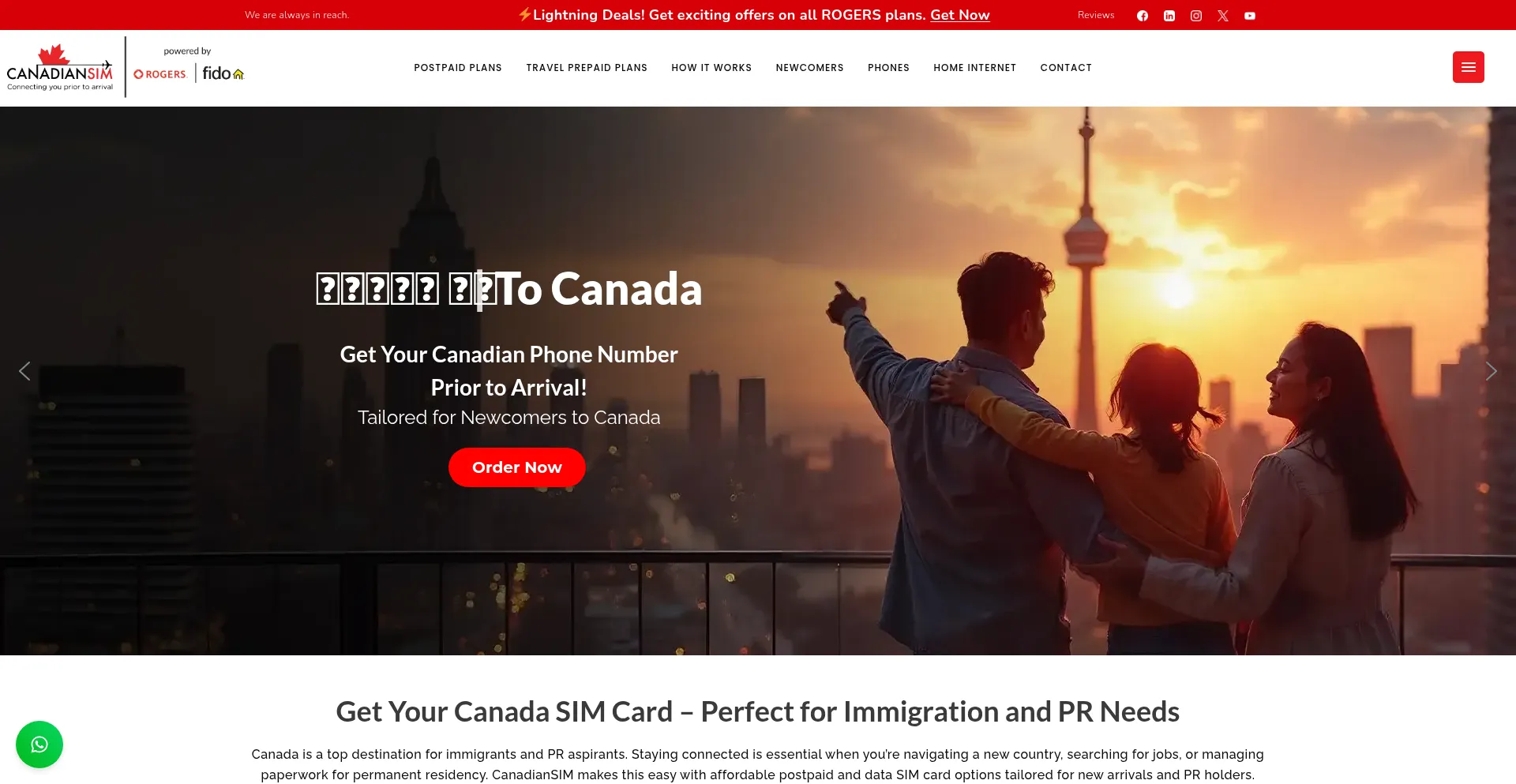 Website screenshot of Canadiansim.com