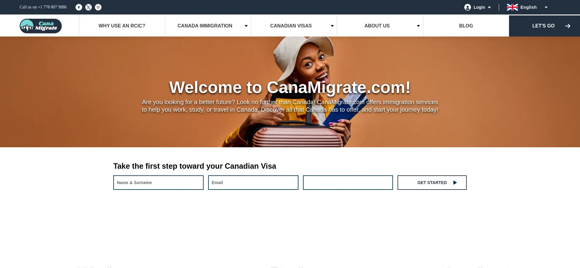 Website screenshot of Canamigrate.com