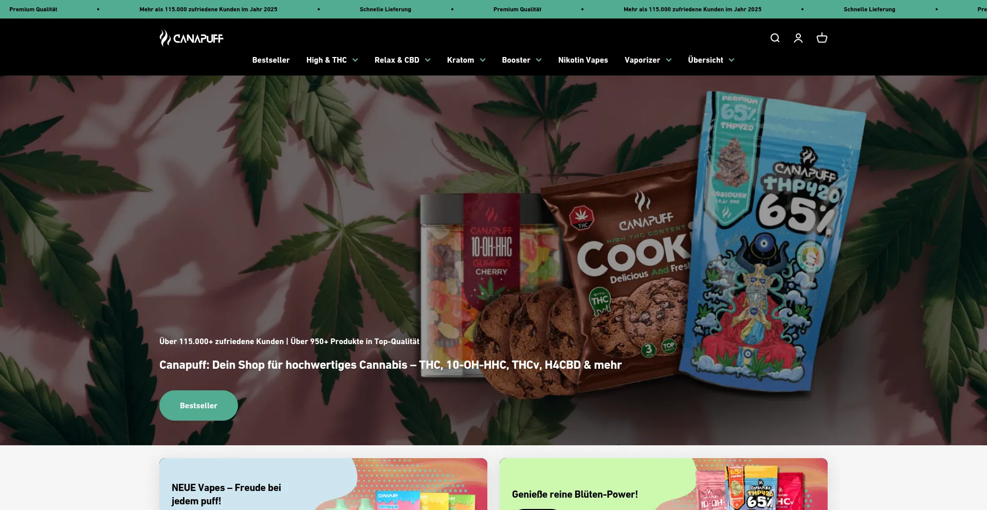 Website screenshot of Canapuff.de