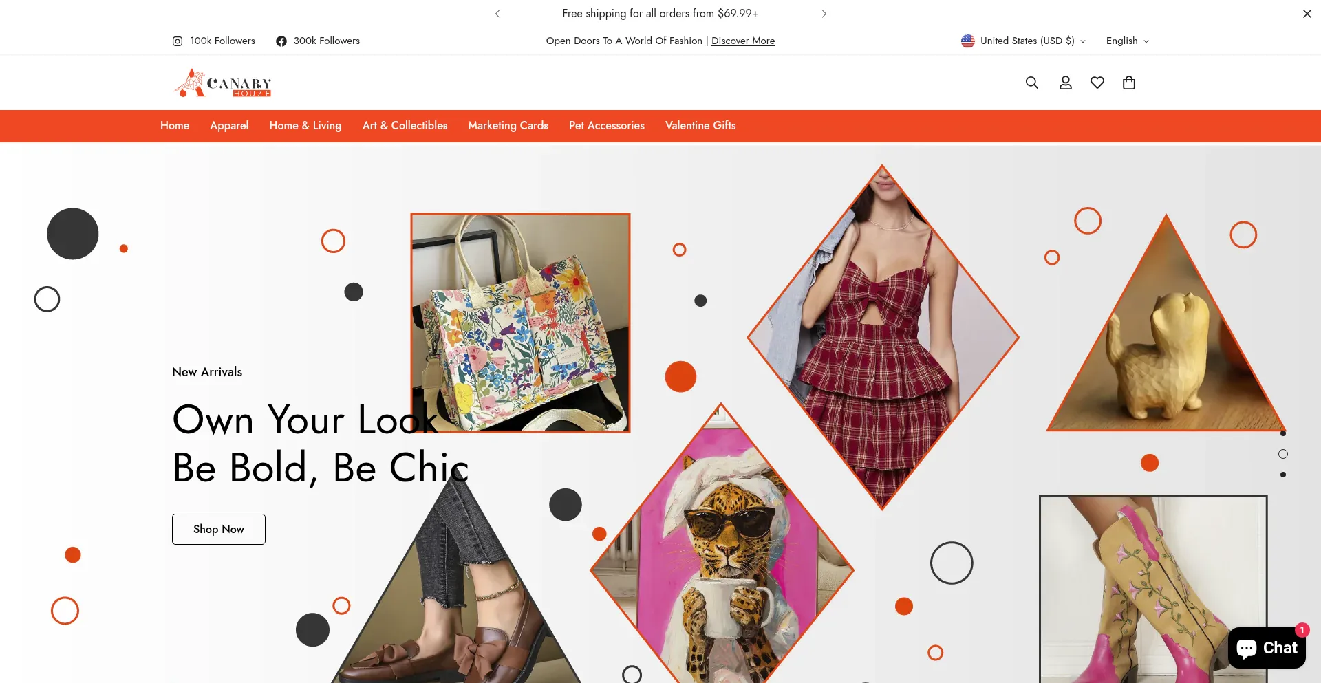 Website screenshot of Canaryhouze.com