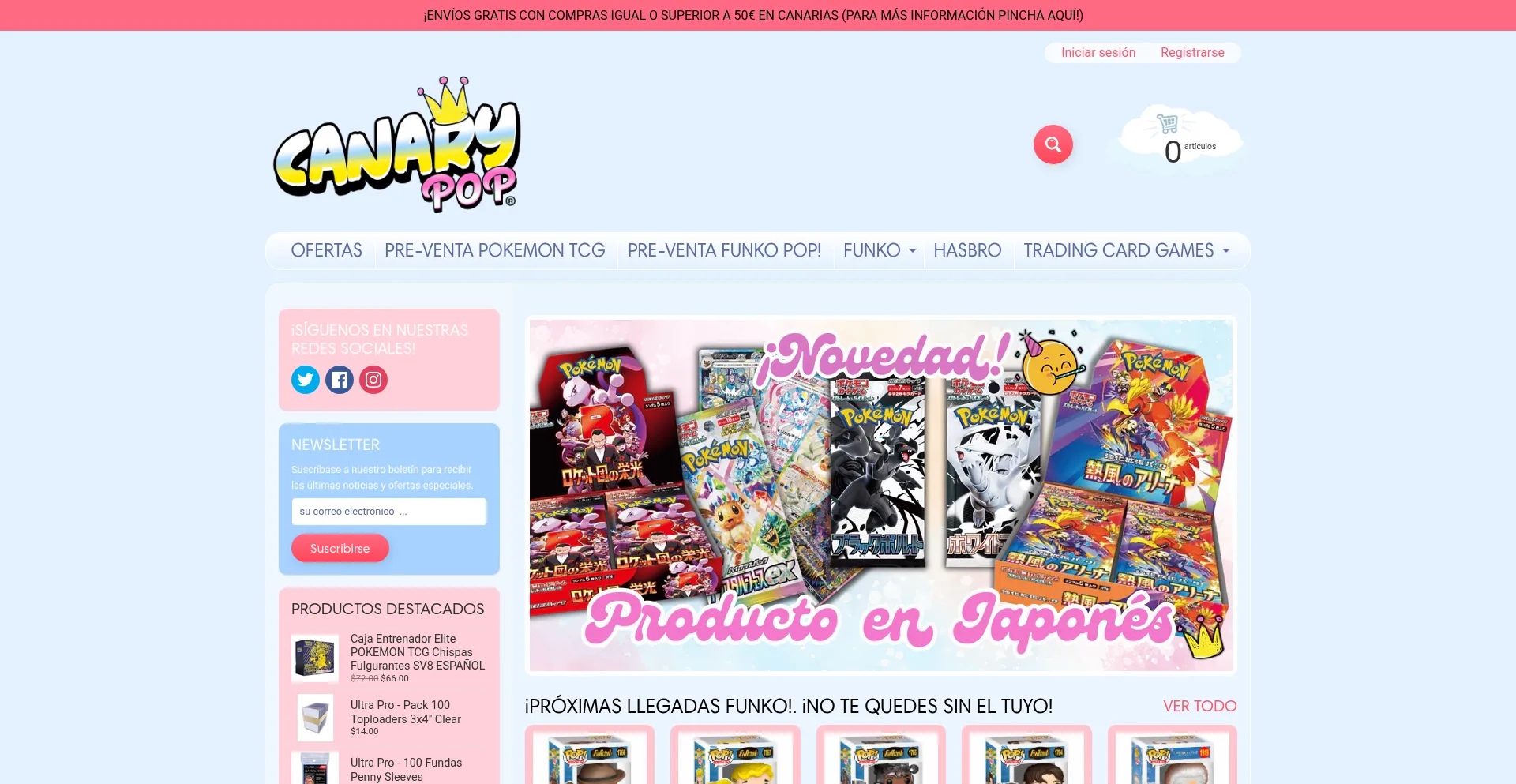 Website screenshot of Canarypop.es