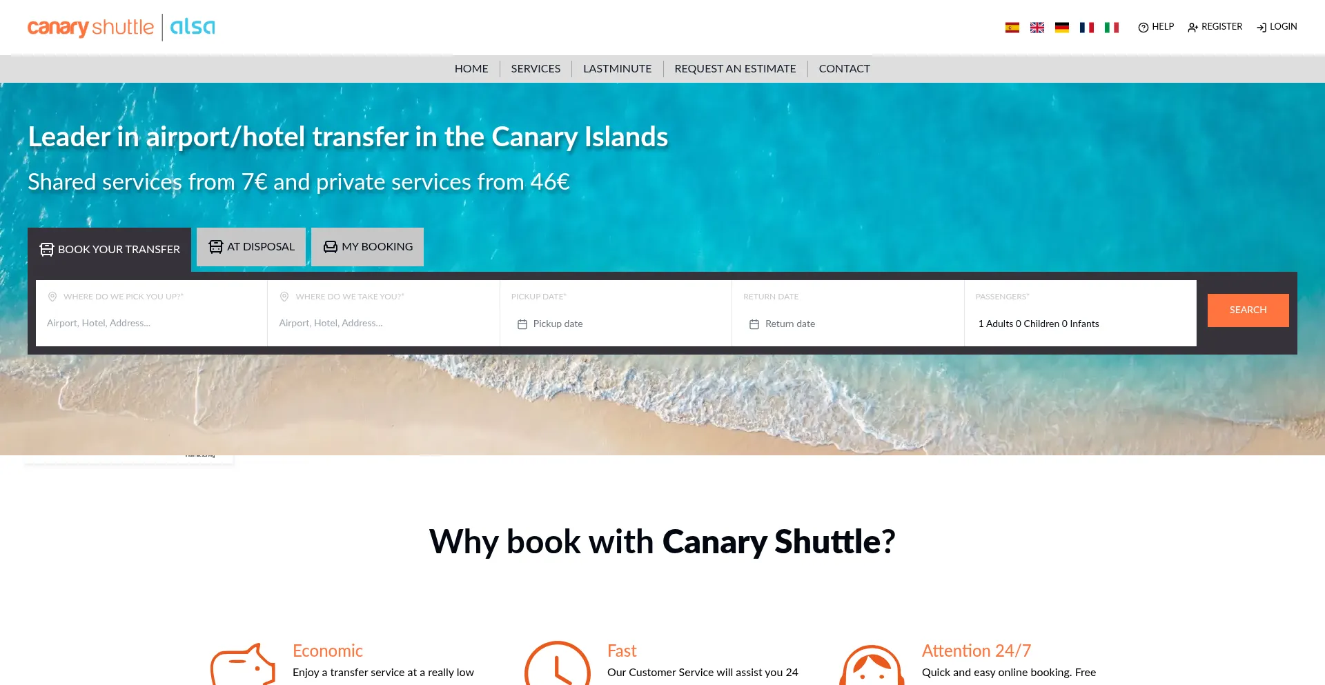 Canaryshuttle.com Screenshot