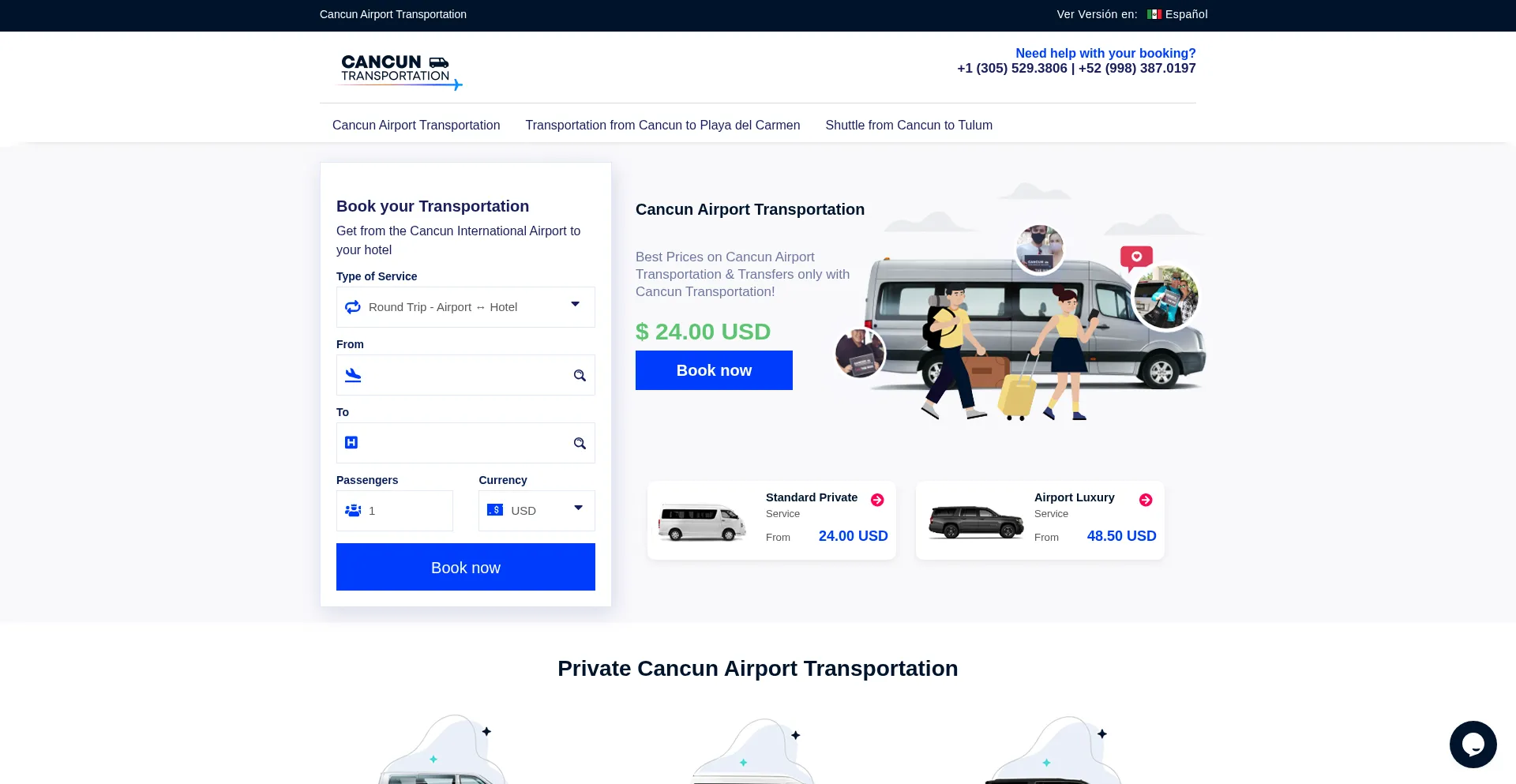 Cancuntransportation.com Screenshot