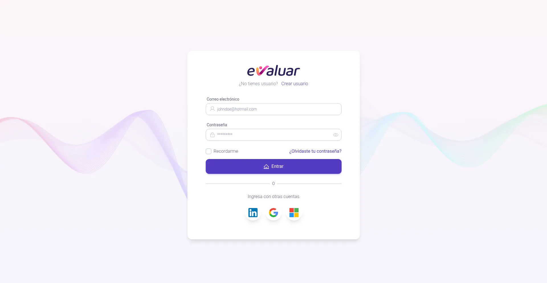 Website screenshot of Candidato.evaluar.com