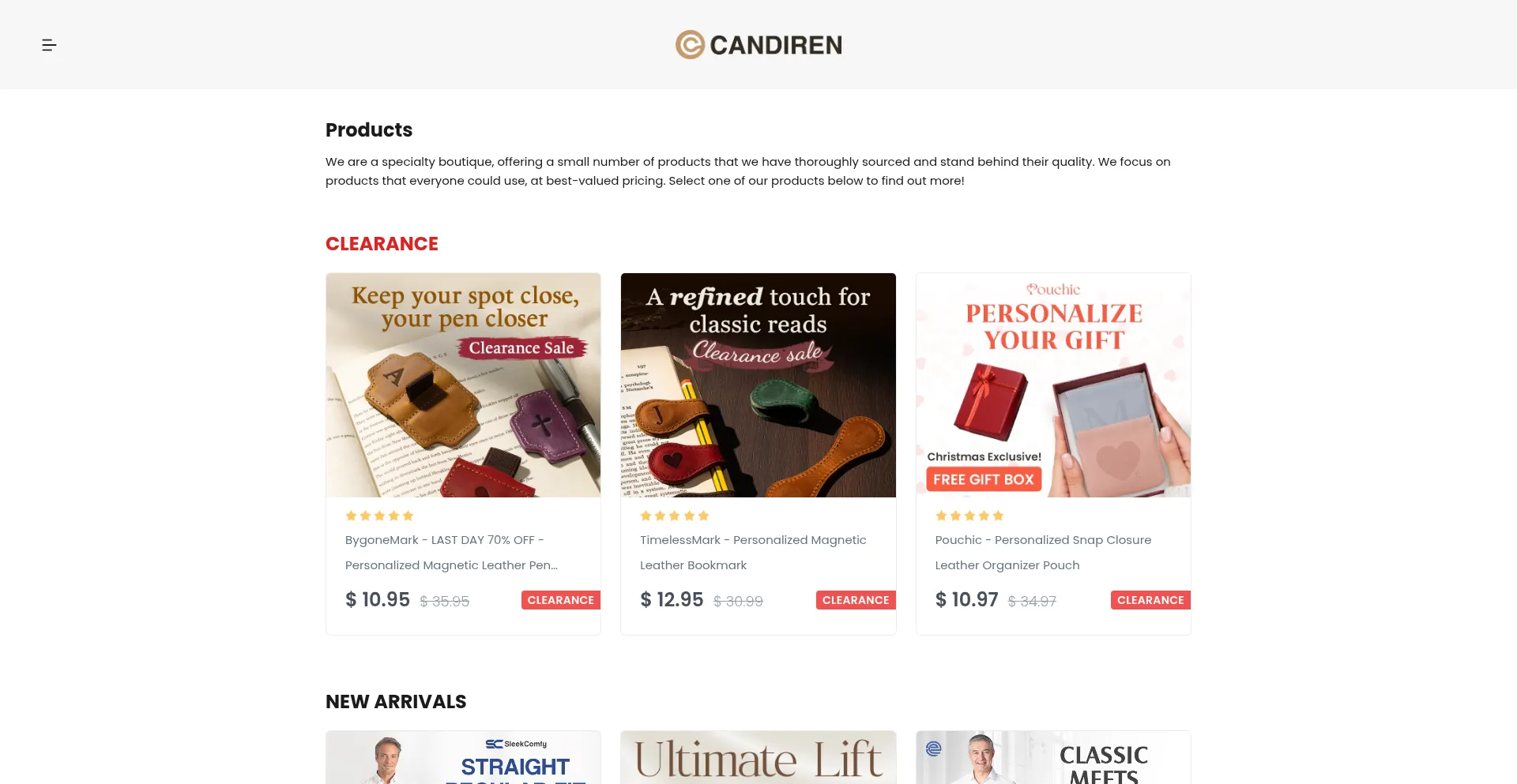 Website screenshot of Candiren.com