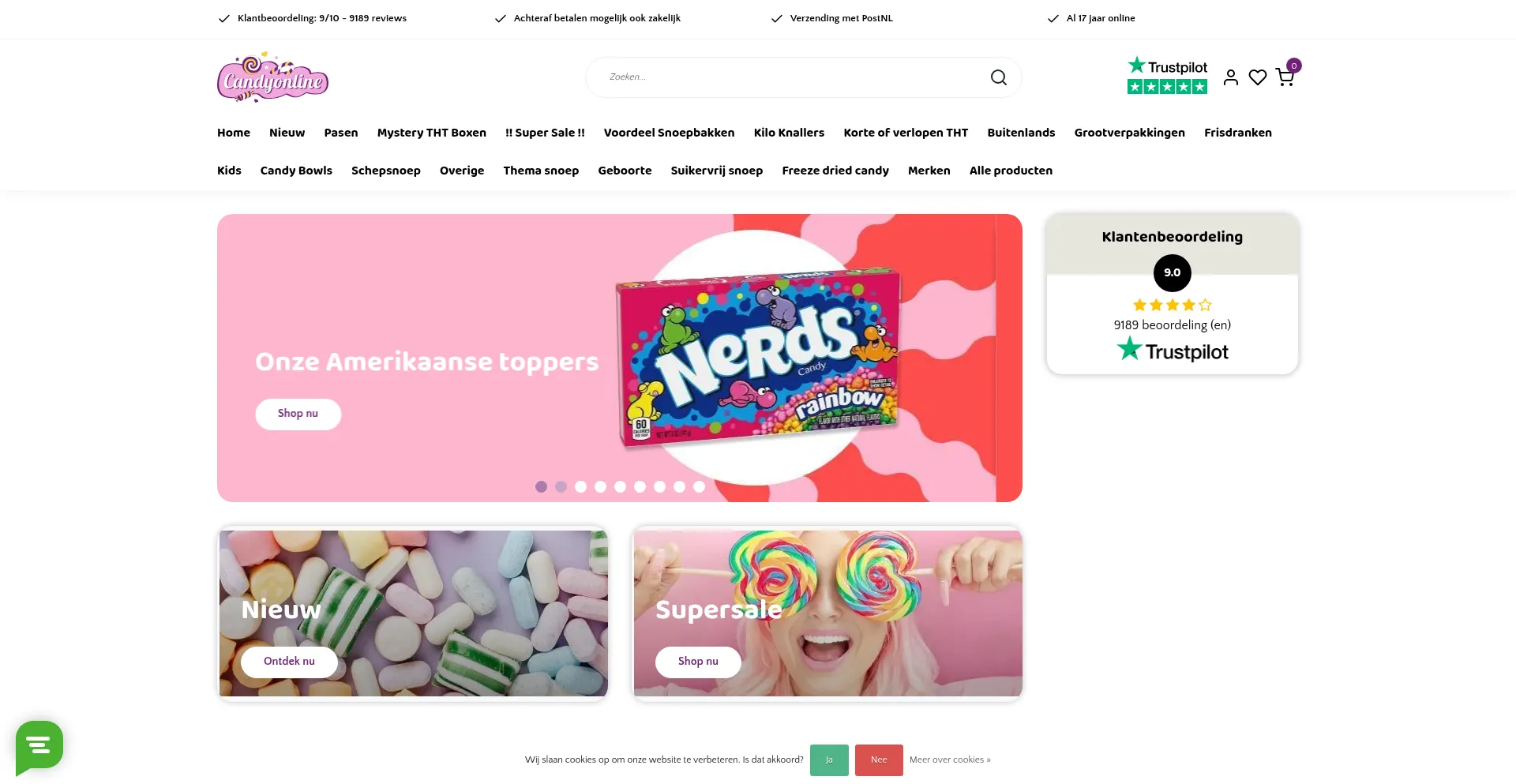Website screenshot of Candyonline.nl