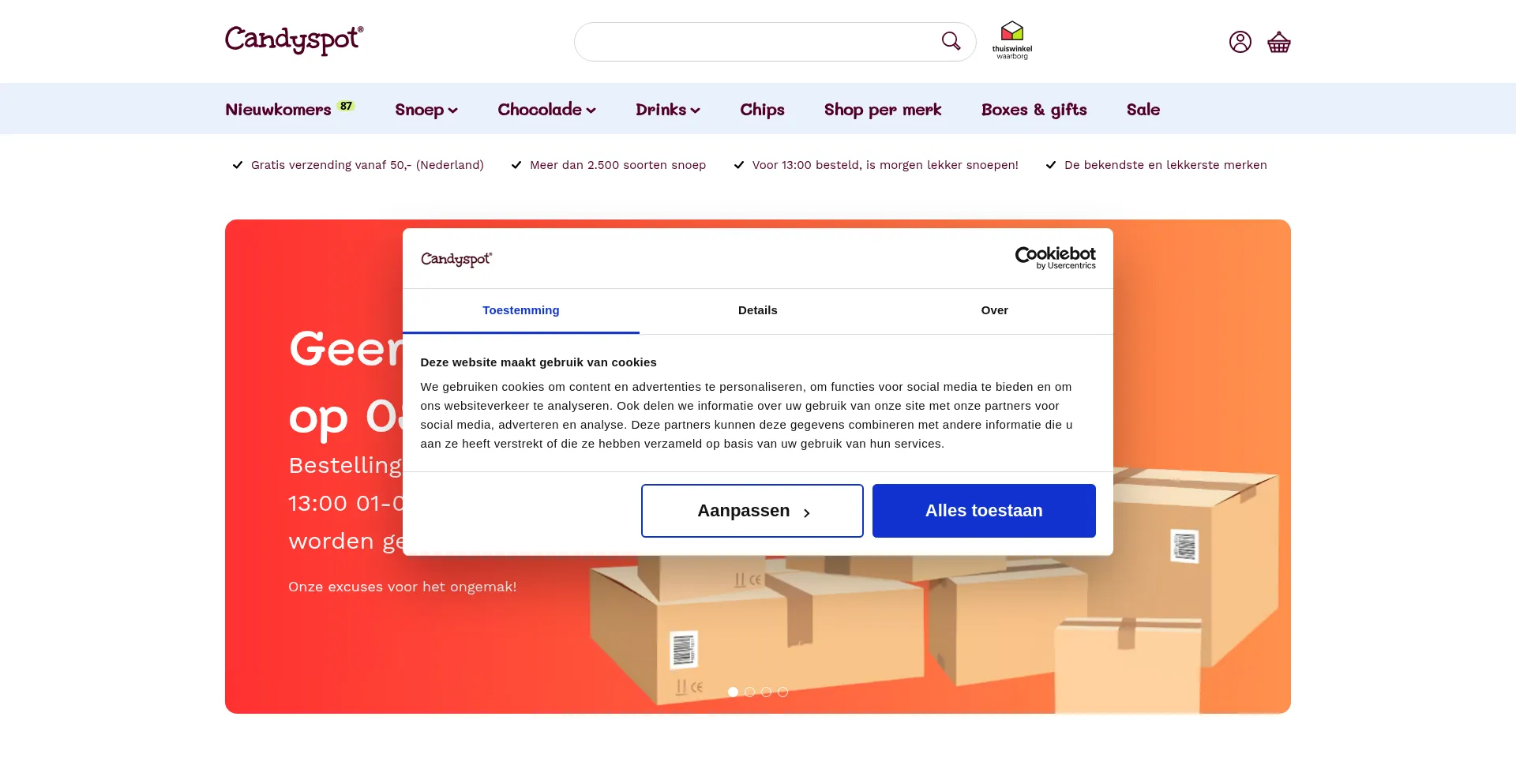 Website screenshot of Candyspot.nl