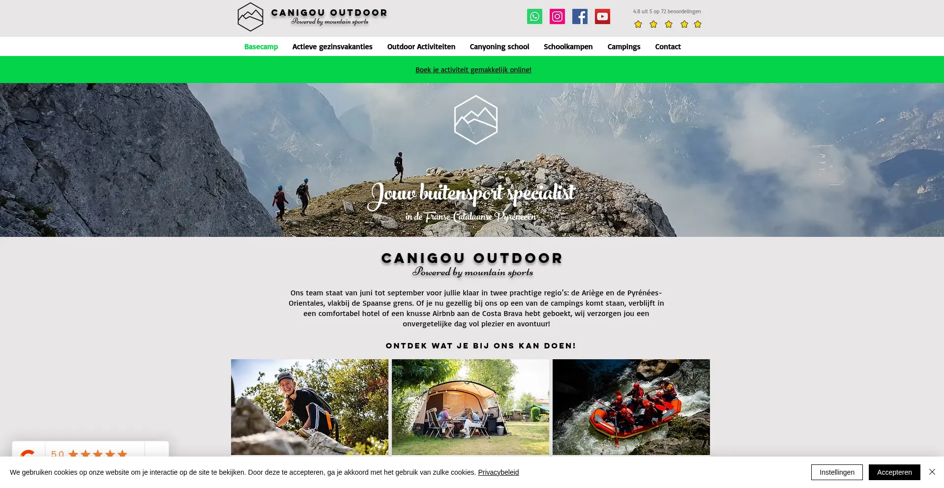 Website screenshot of Canigououtdoor.nl
